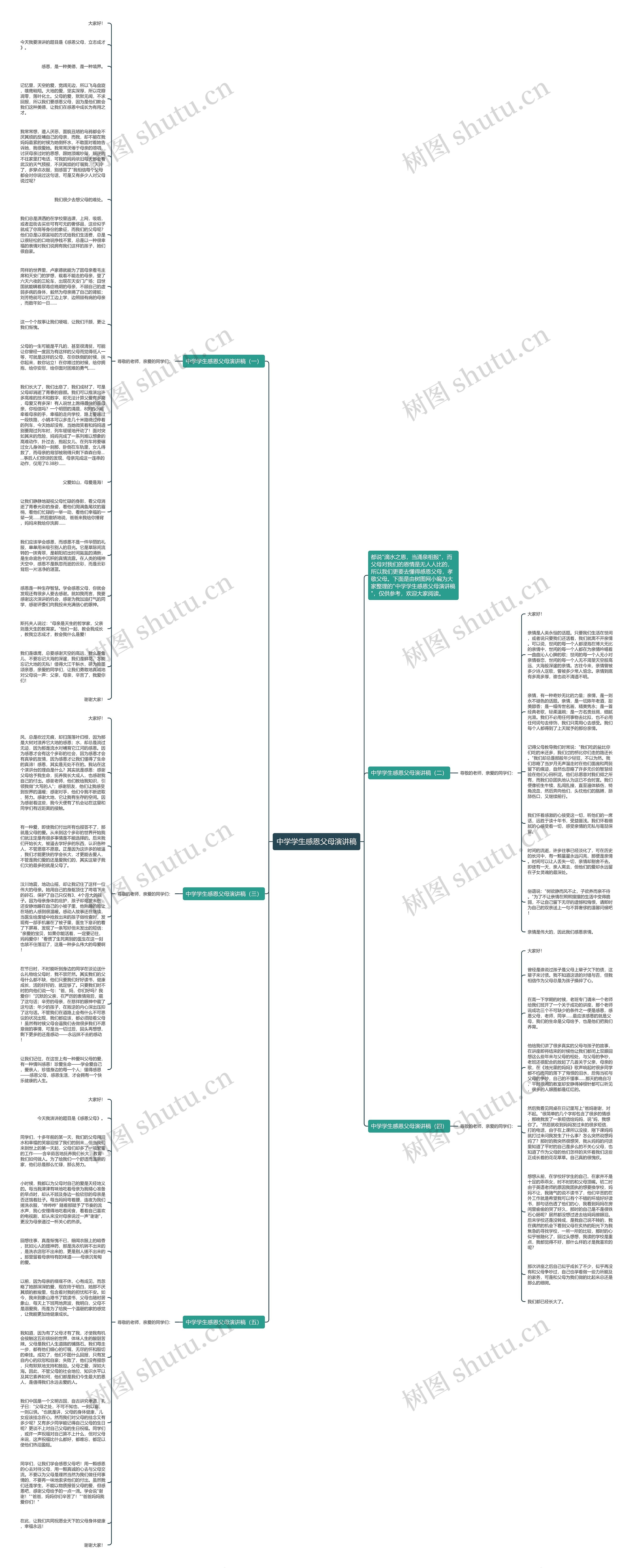 中学学生感恩父母演讲稿思维导图