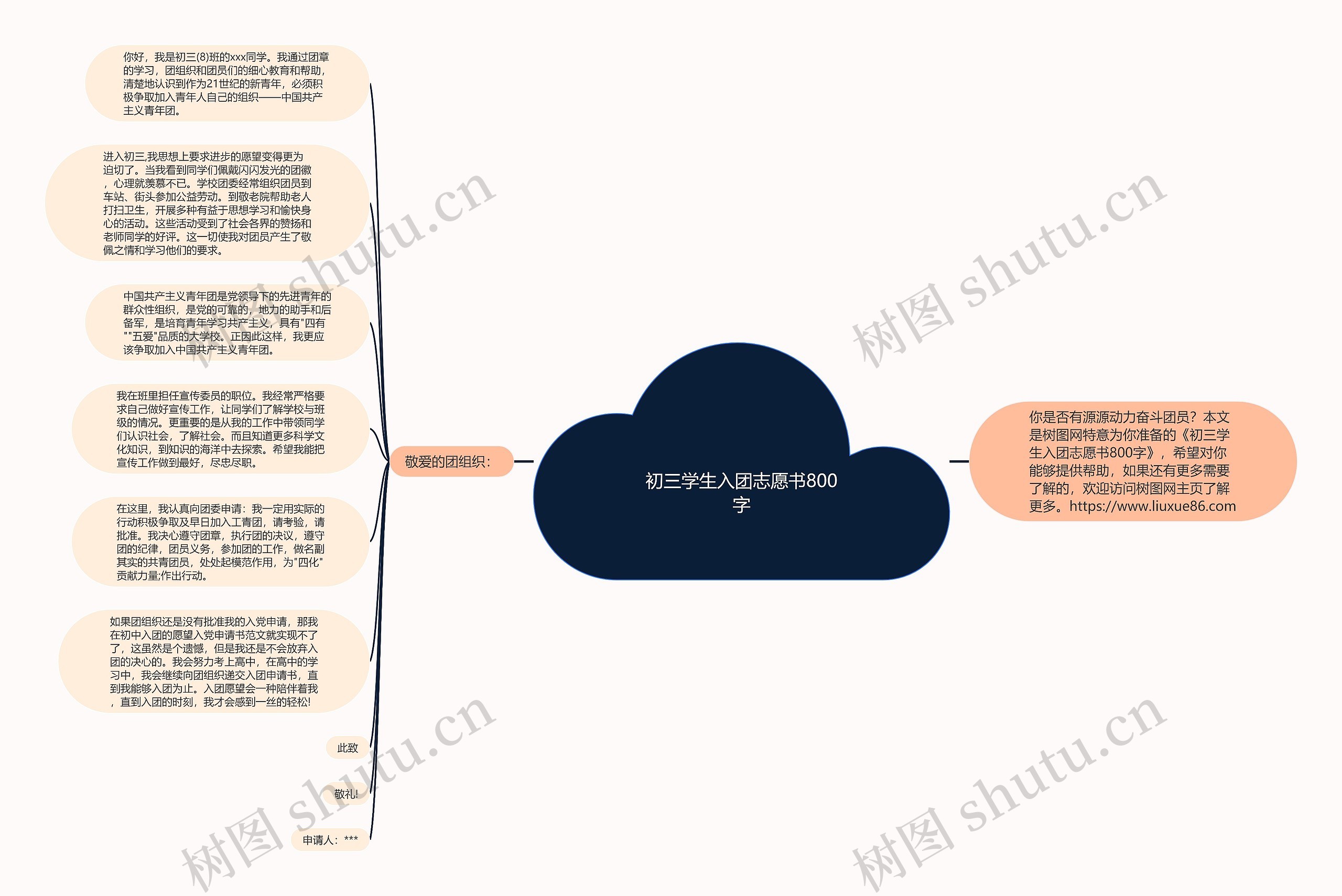 初三学生入团志愿书800字思维导图