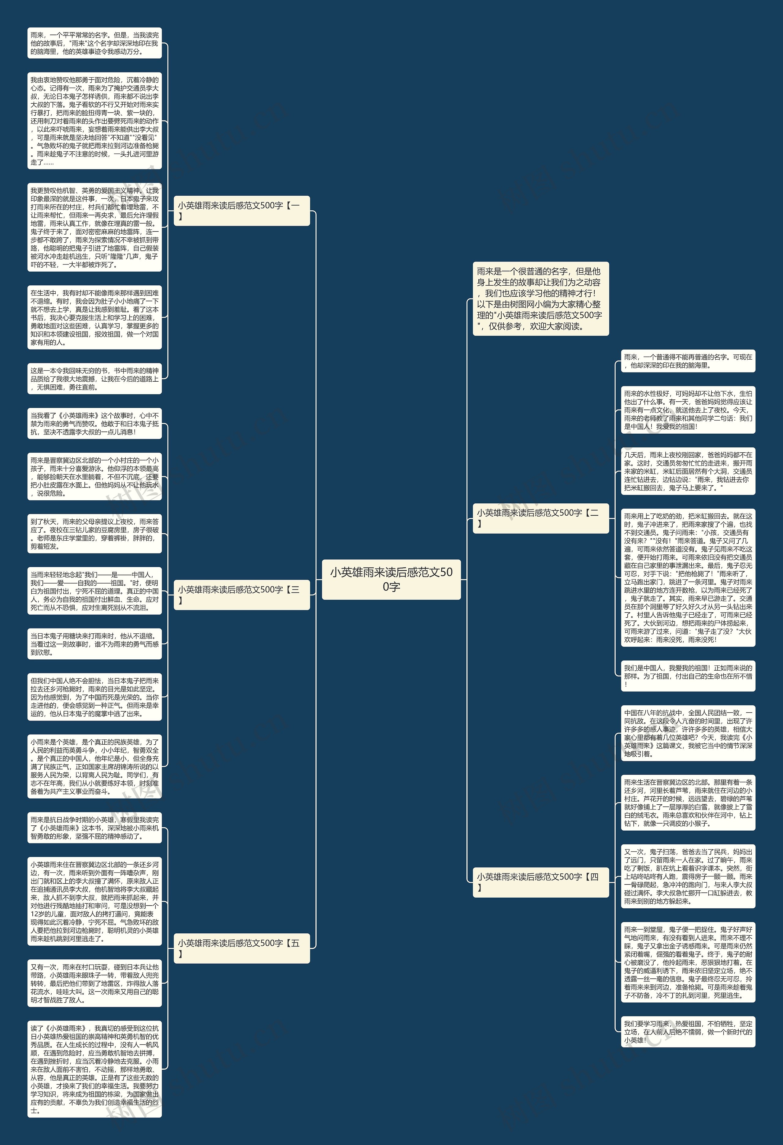 小英雄雨来读后感范文500字思维导图