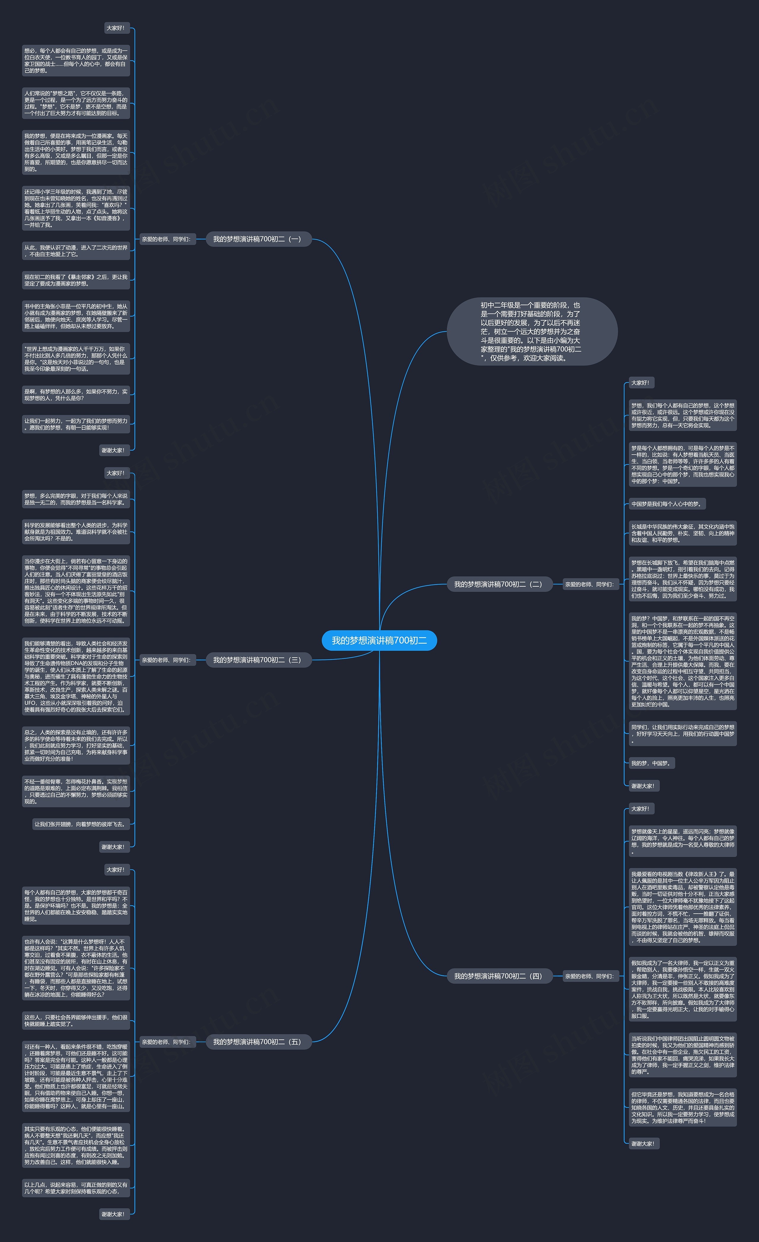 我的梦想演讲稿700初二思维导图