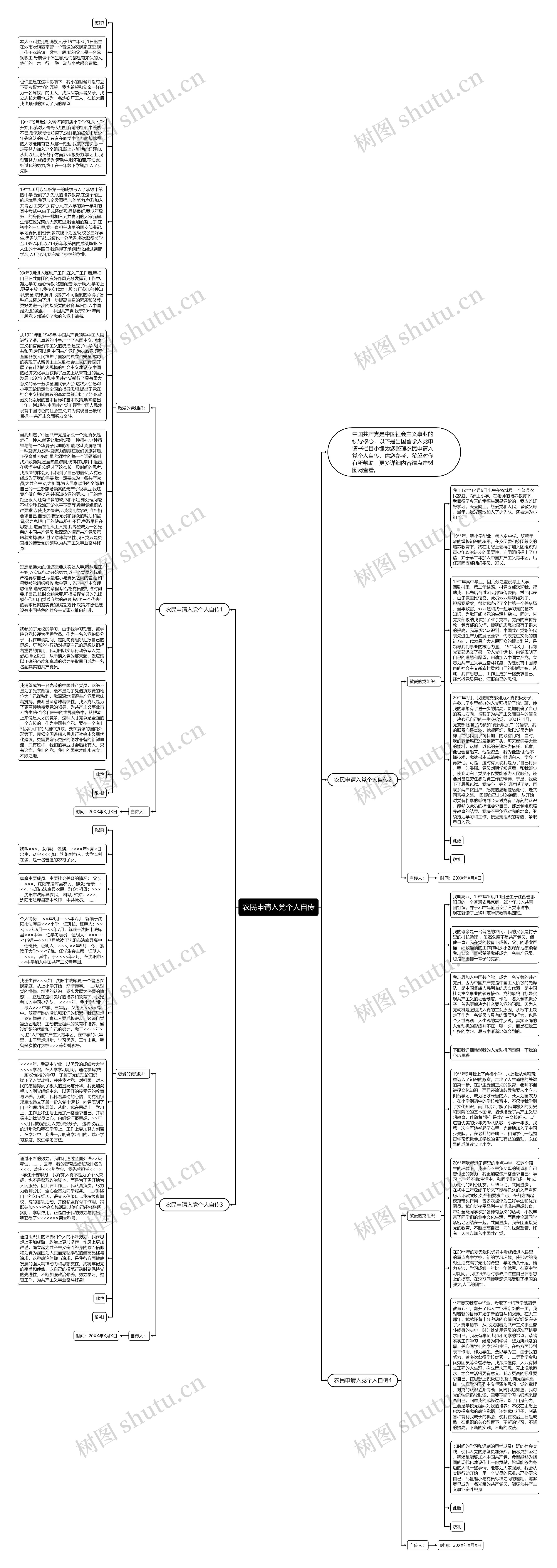 农民申请入党个人自传思维导图