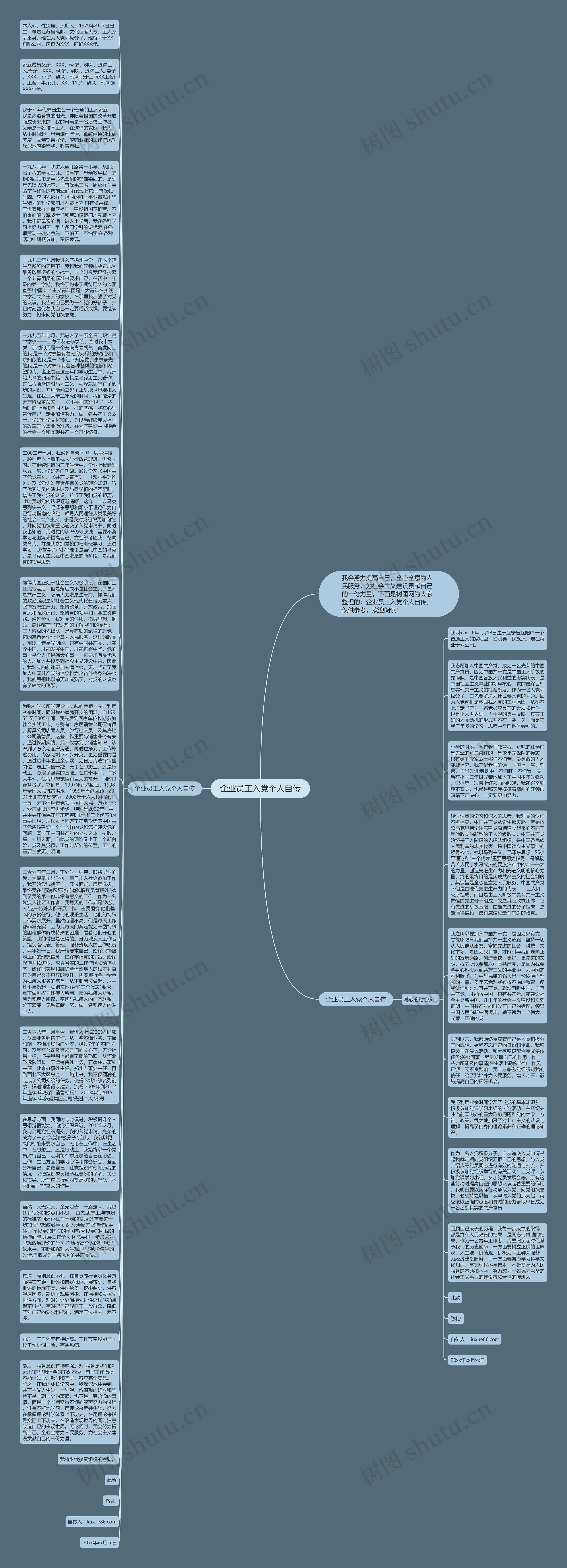 企业员工入党个人自传思维导图