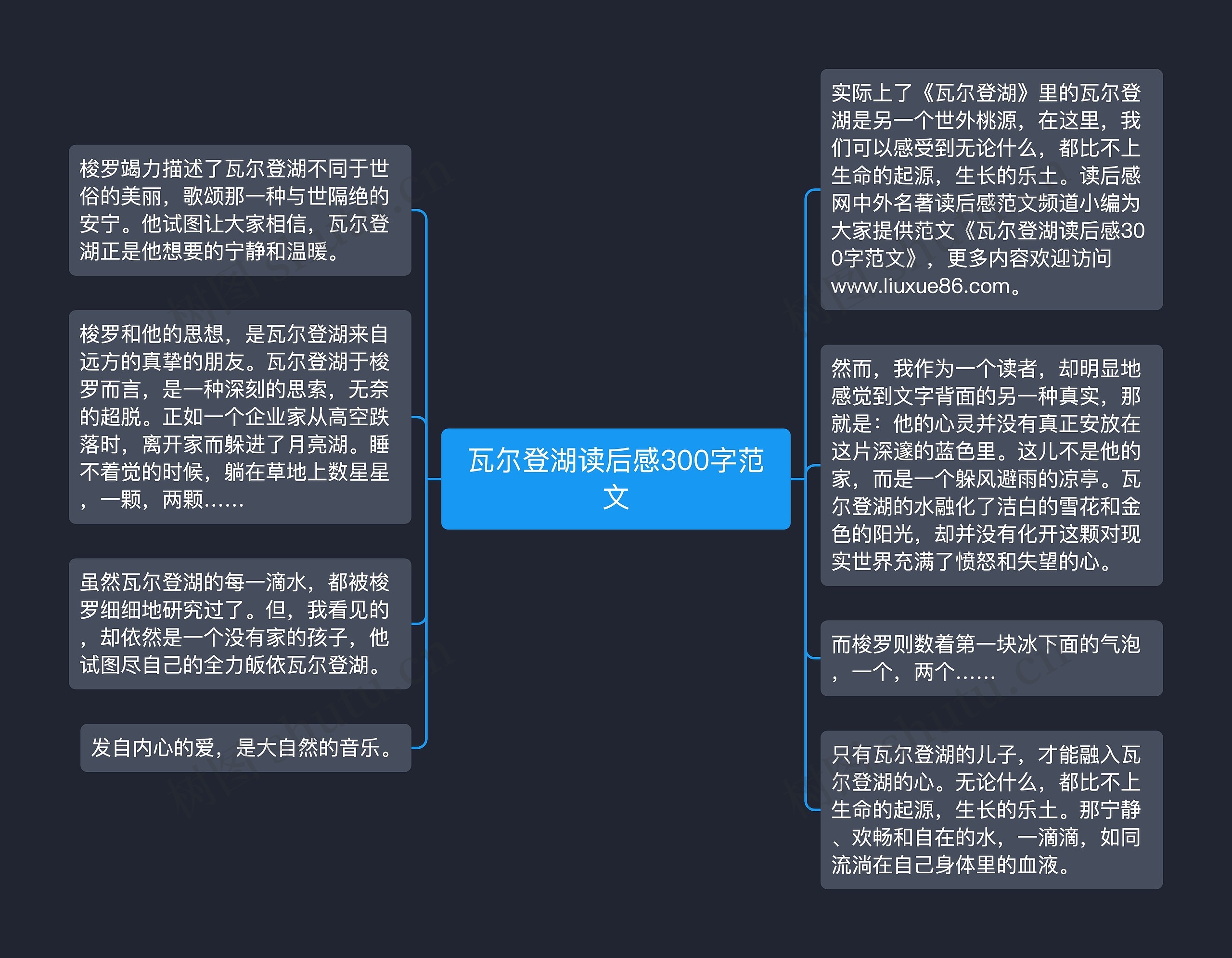 瓦尔登湖读后感300字范文思维导图