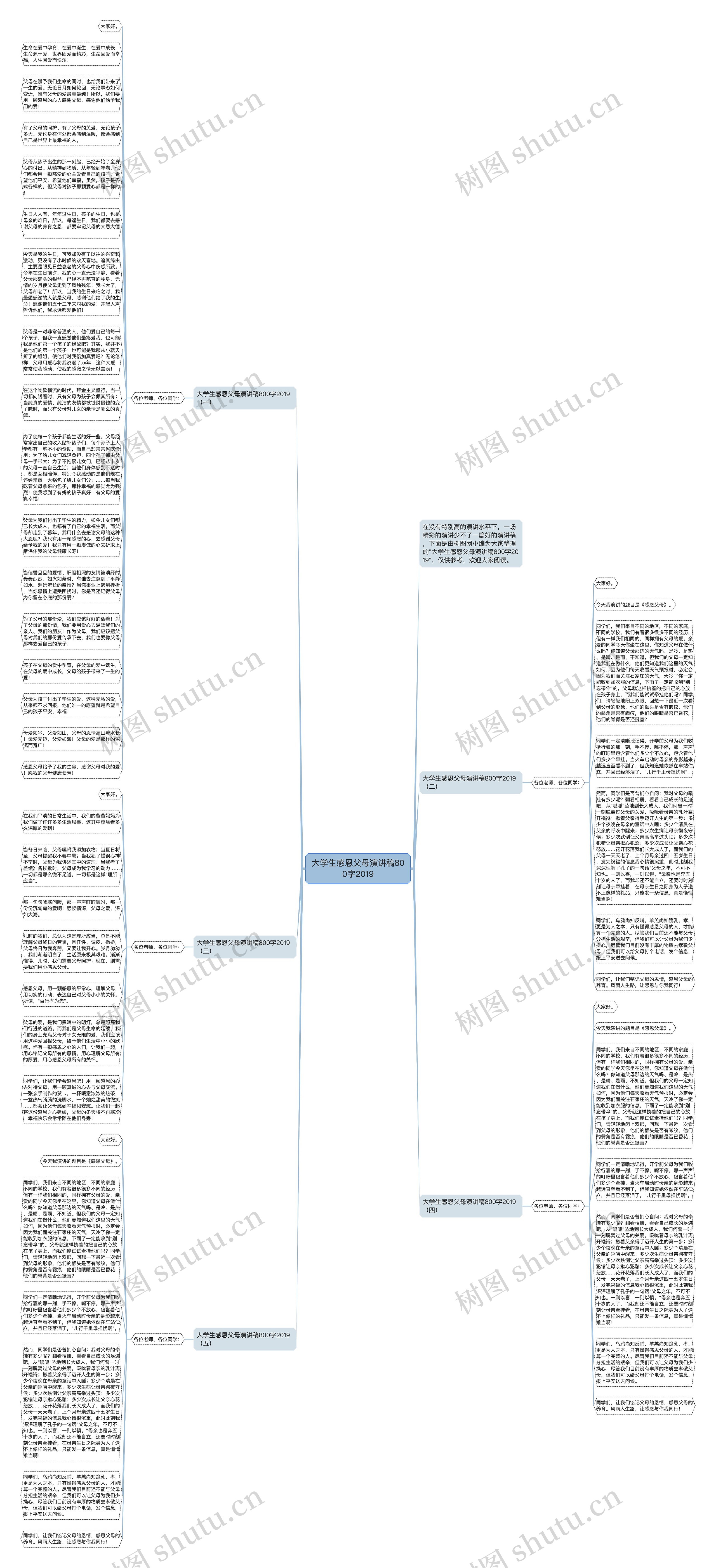 大学生感恩父母演讲稿800字2019思维导图