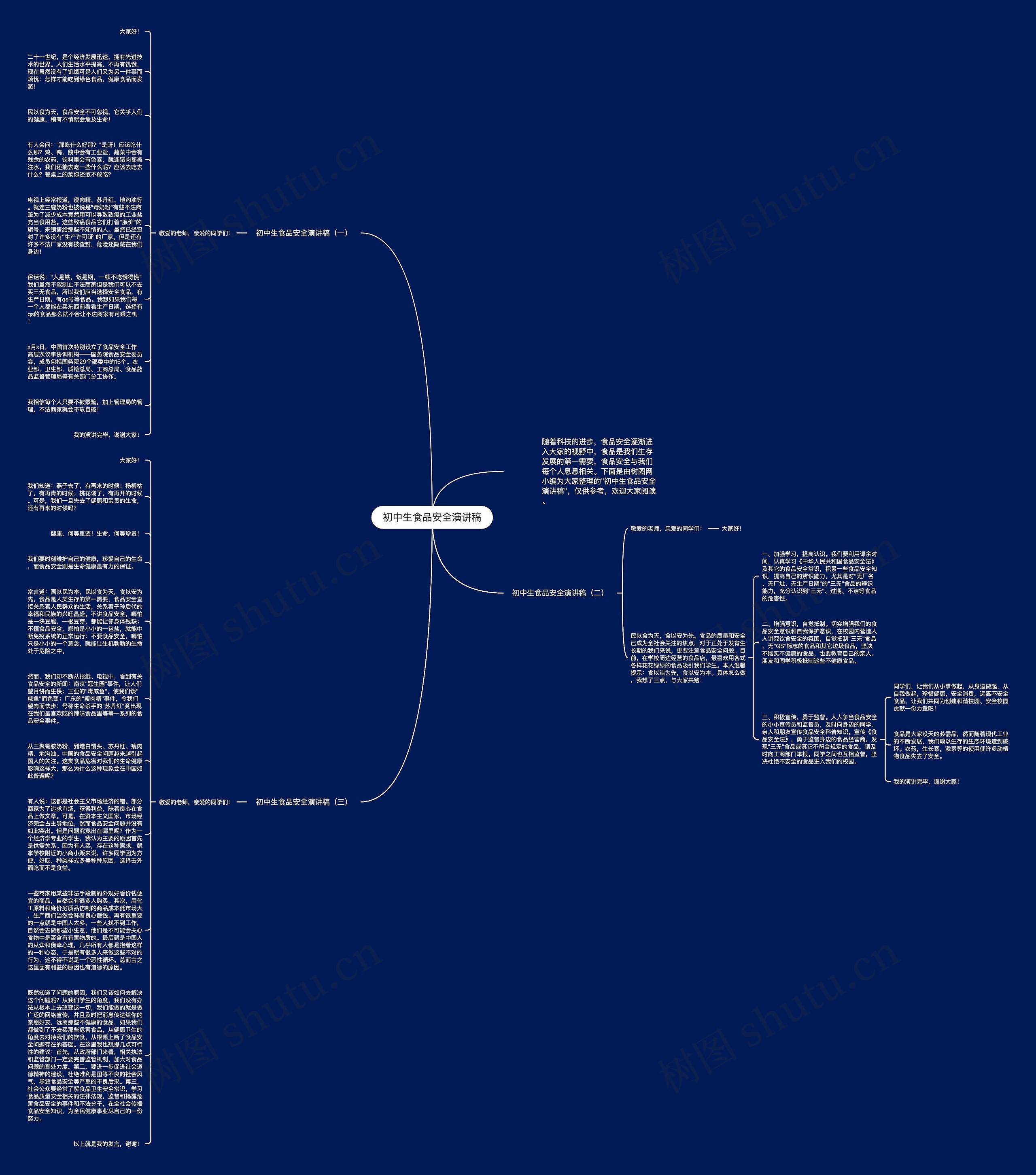 初中生食品安全演讲稿思维导图