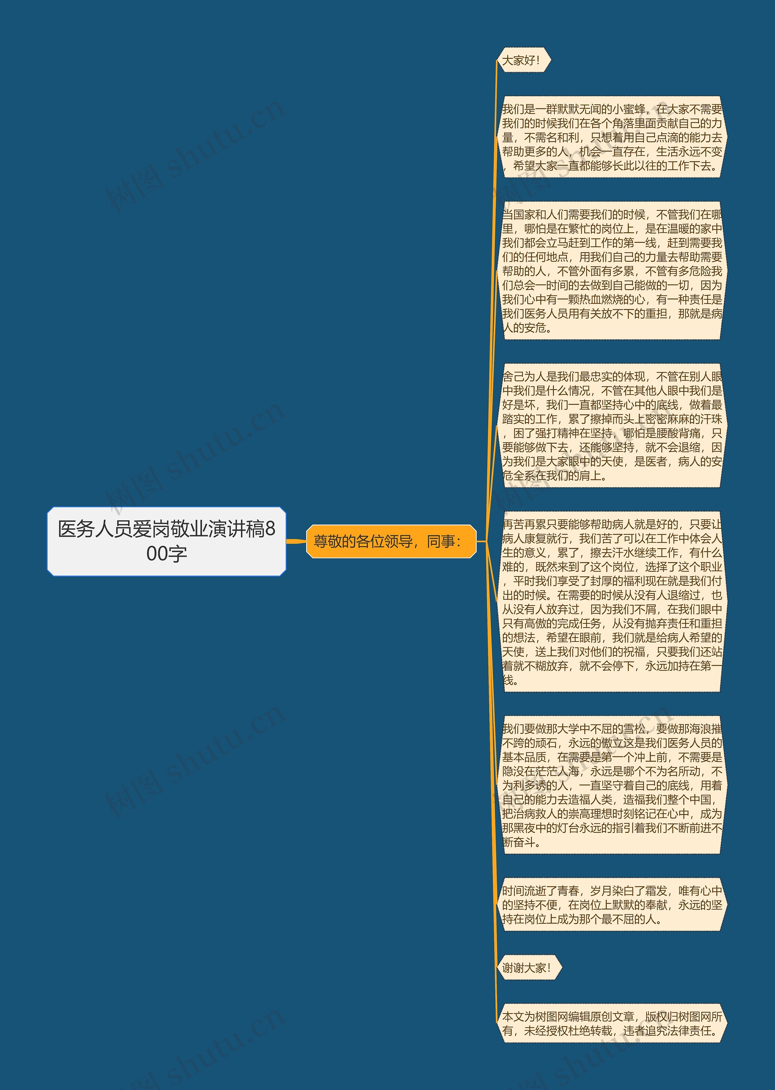 医务人员爱岗敬业演讲稿800字思维导图