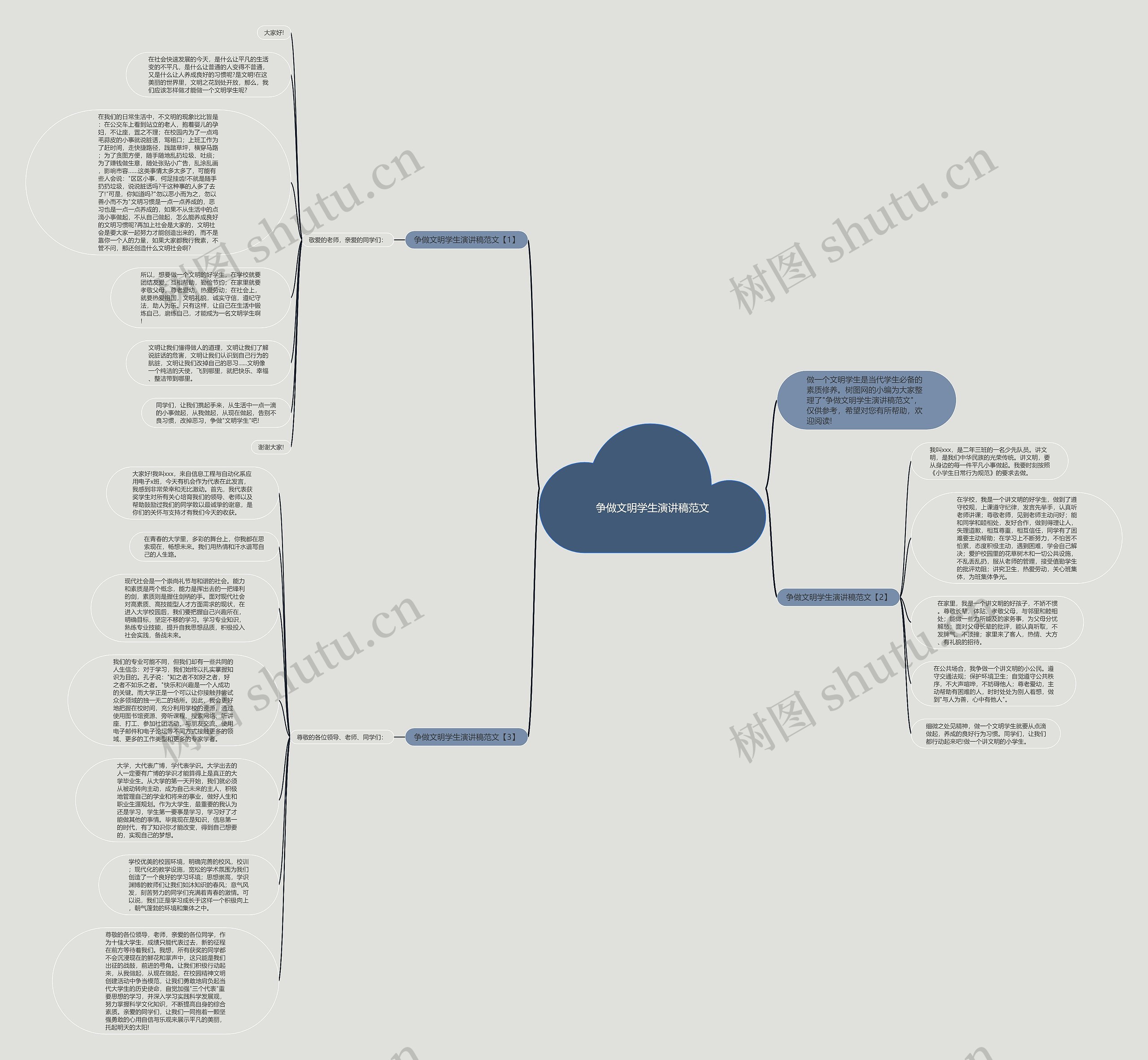 争做文明学生演讲稿范文思维导图