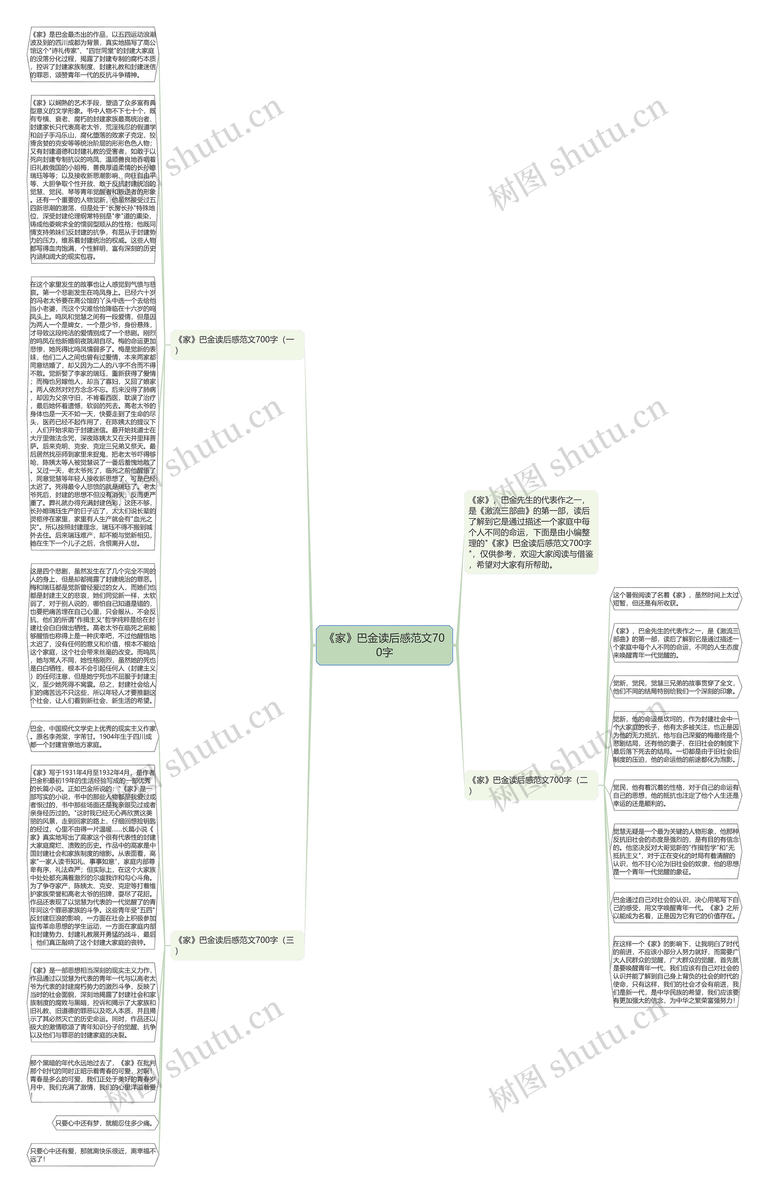 《家》巴金读后感范文700字思维导图