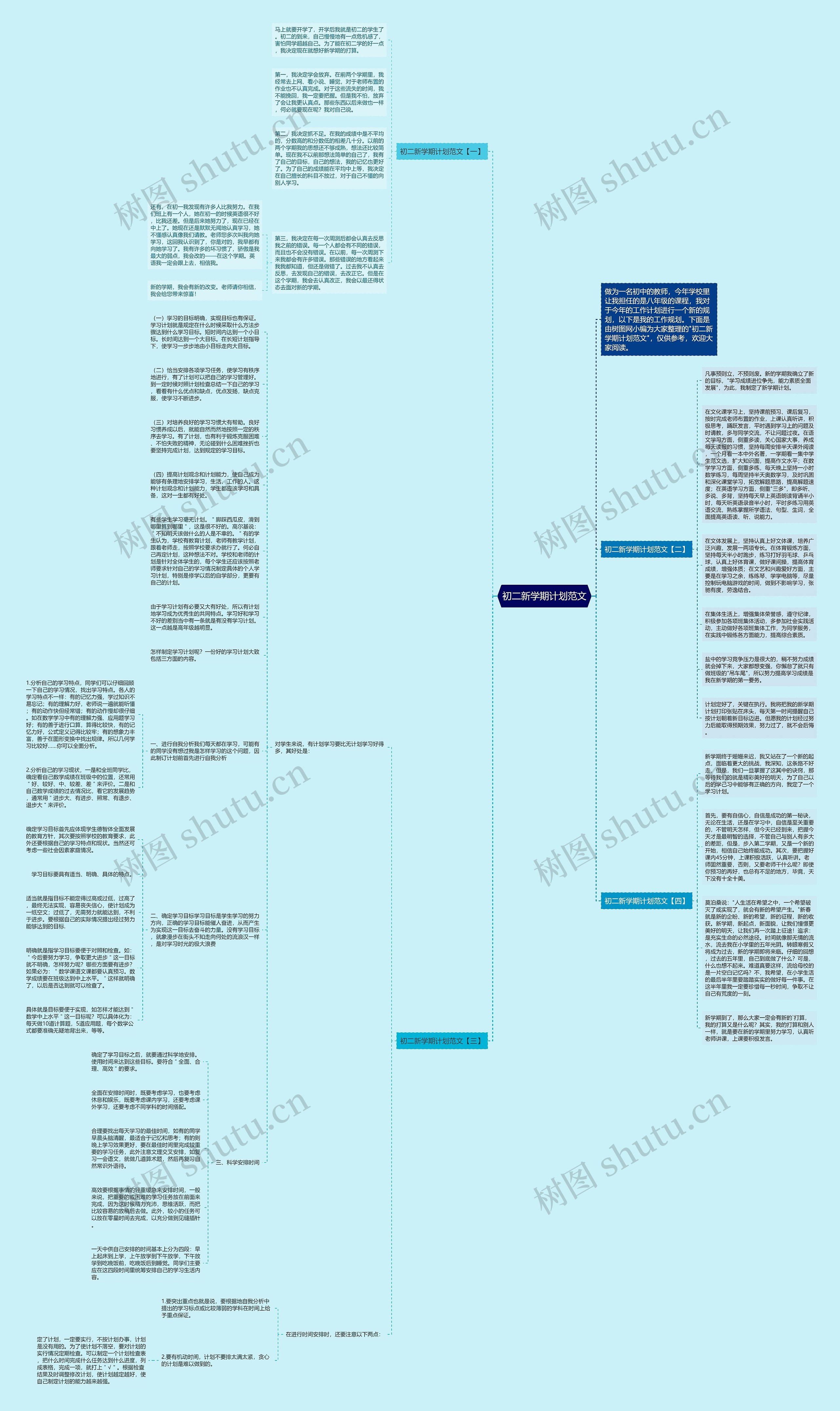 初二新学期计划范文思维导图