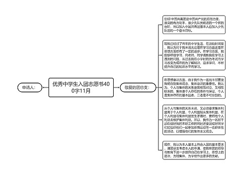 优秀中学生入团志愿书400字11月