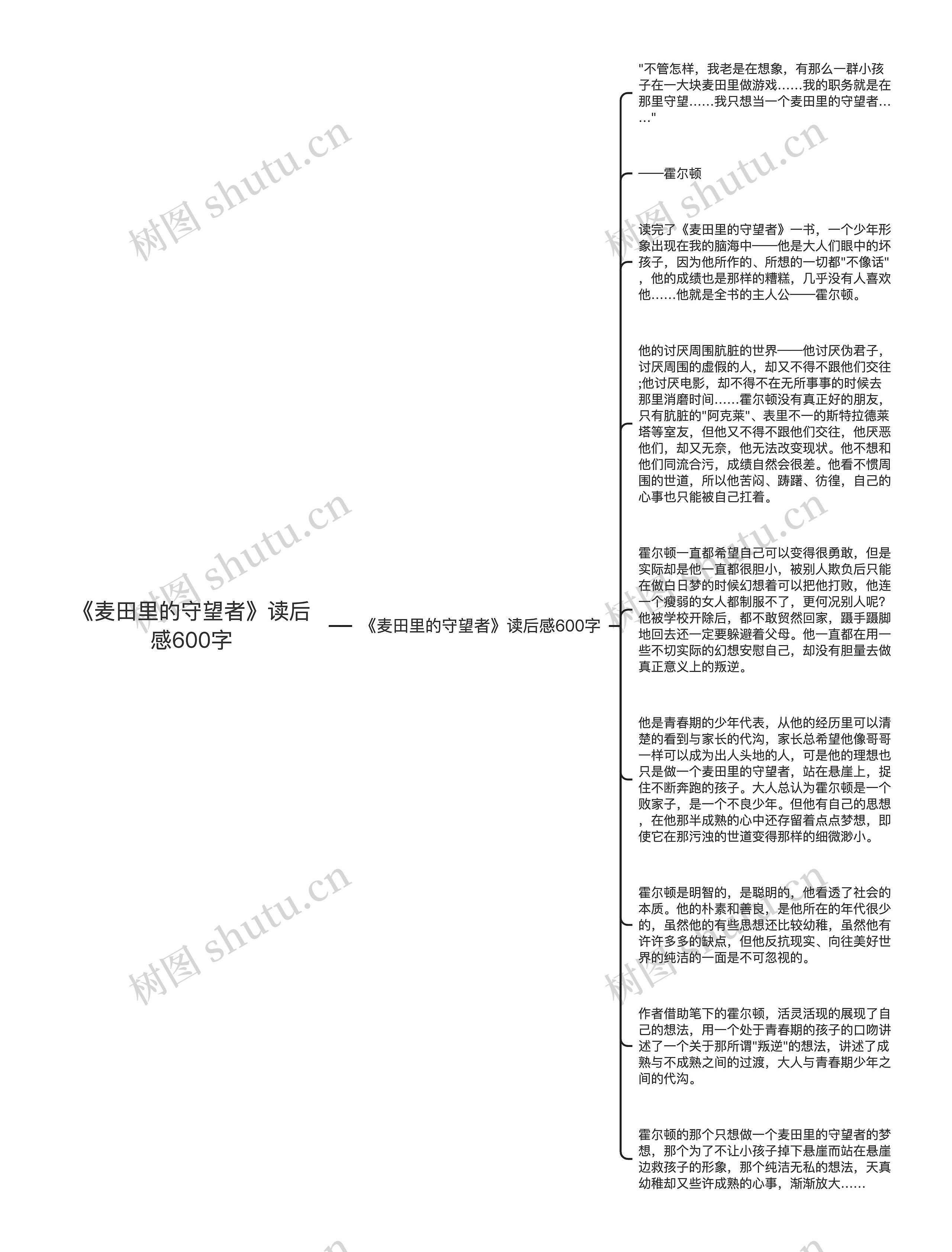 《麦田里的守望者》读后感600字思维导图