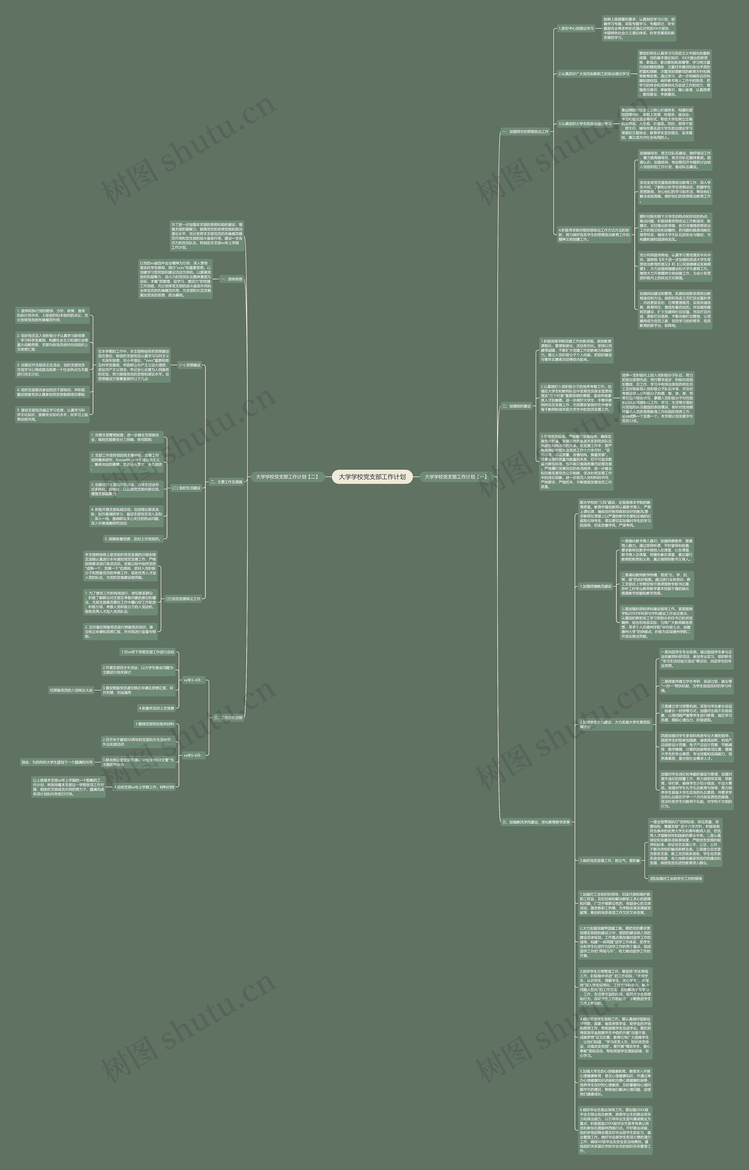 大学学校党支部工作计划思维导图
