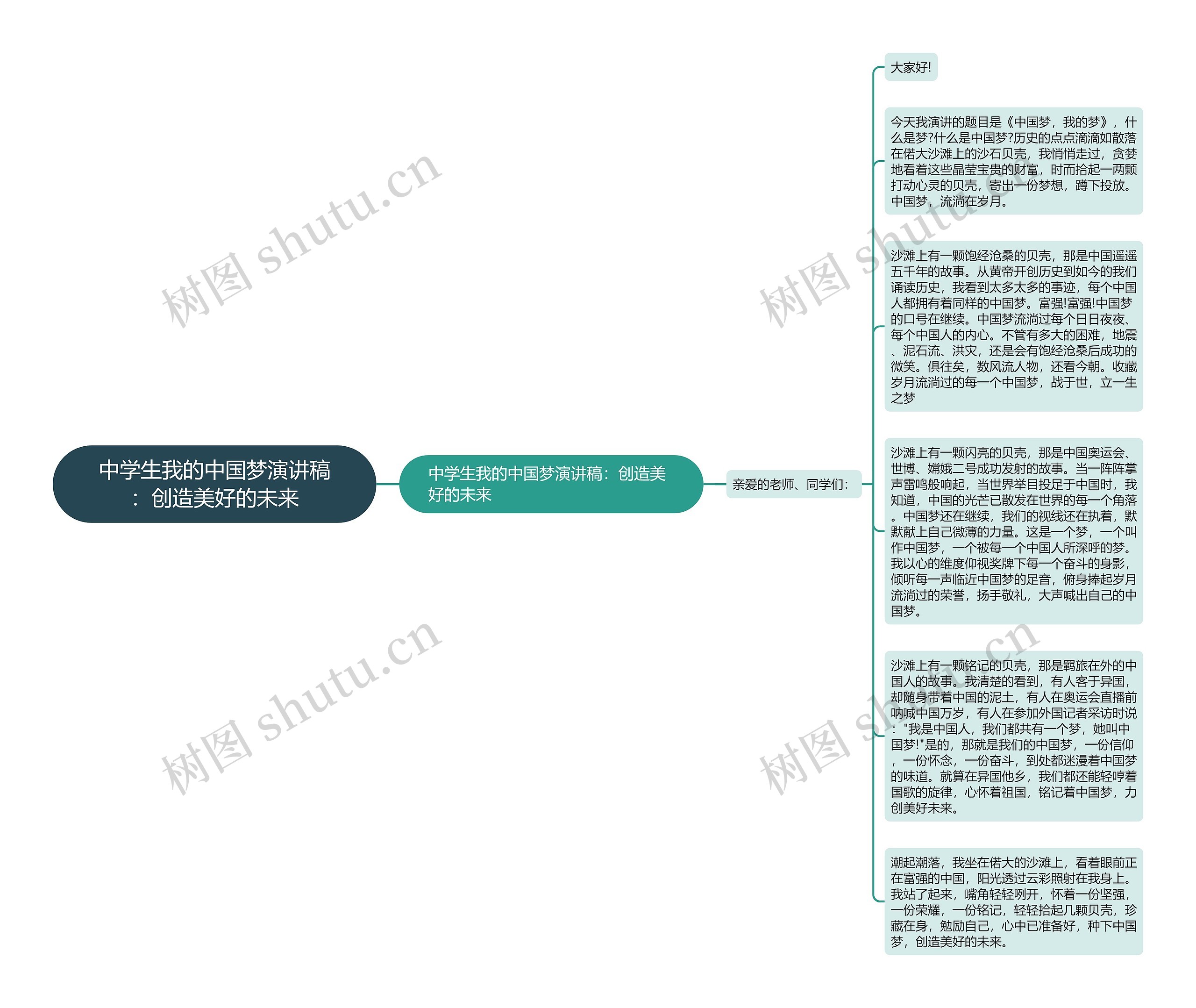 中学生我的中国梦演讲稿：创造美好的未来思维导图