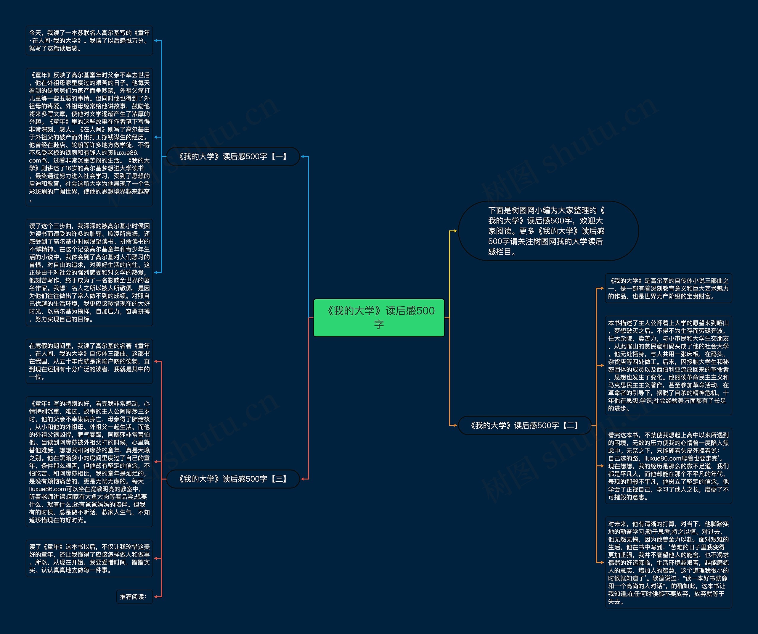 《我的大学》读后感500字思维导图