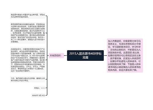 2015入团志愿书400字标准篇