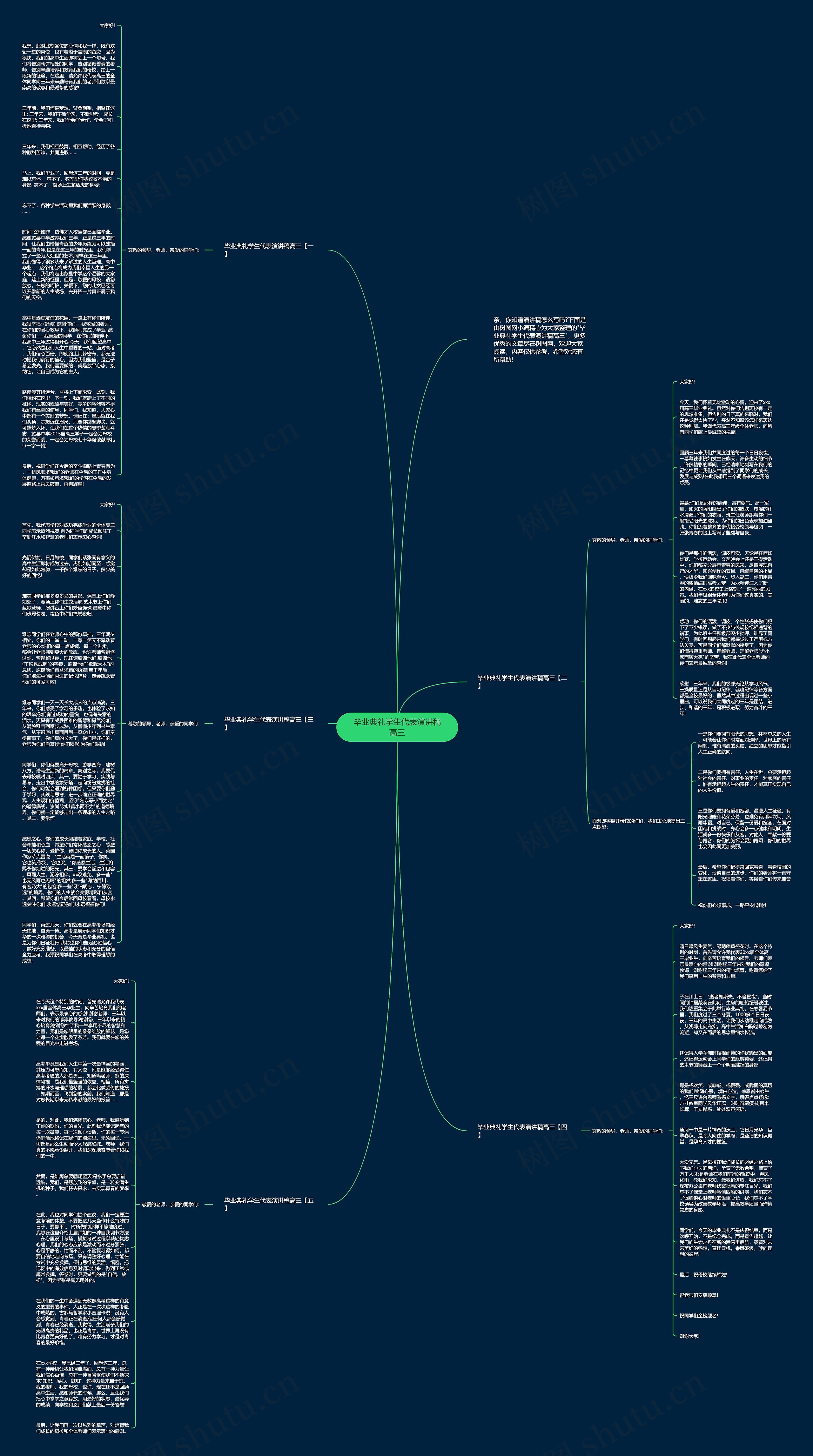 毕业典礼学生代表演讲稿高三思维导图