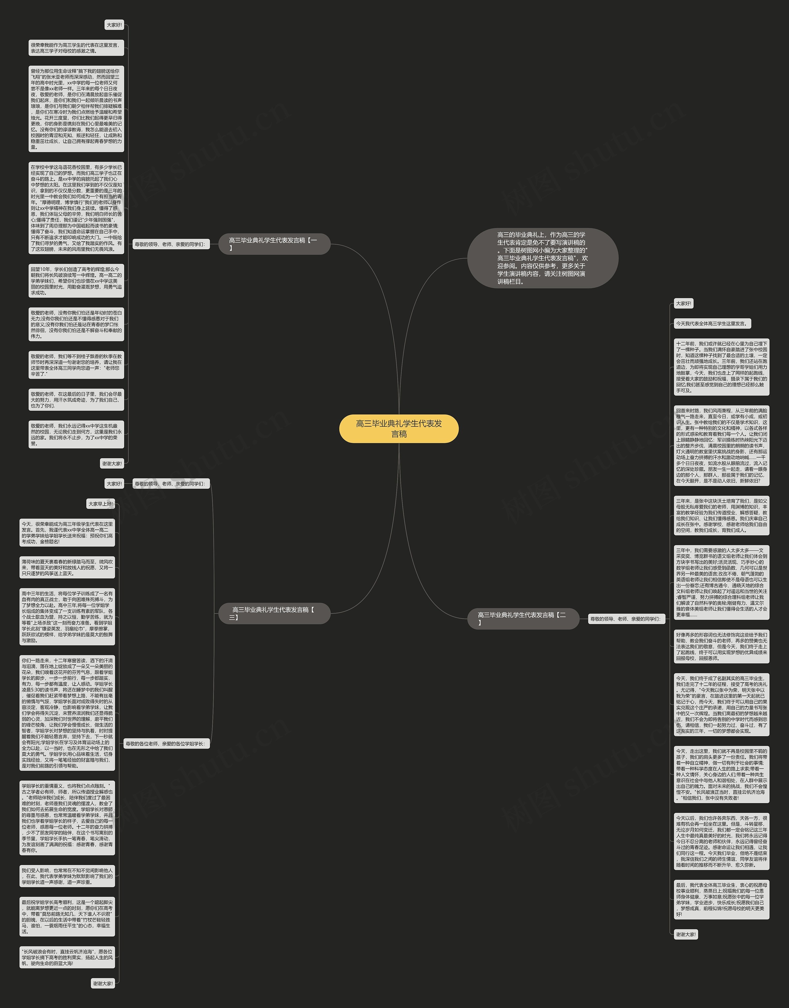 高三毕业典礼学生代表发言稿思维导图
