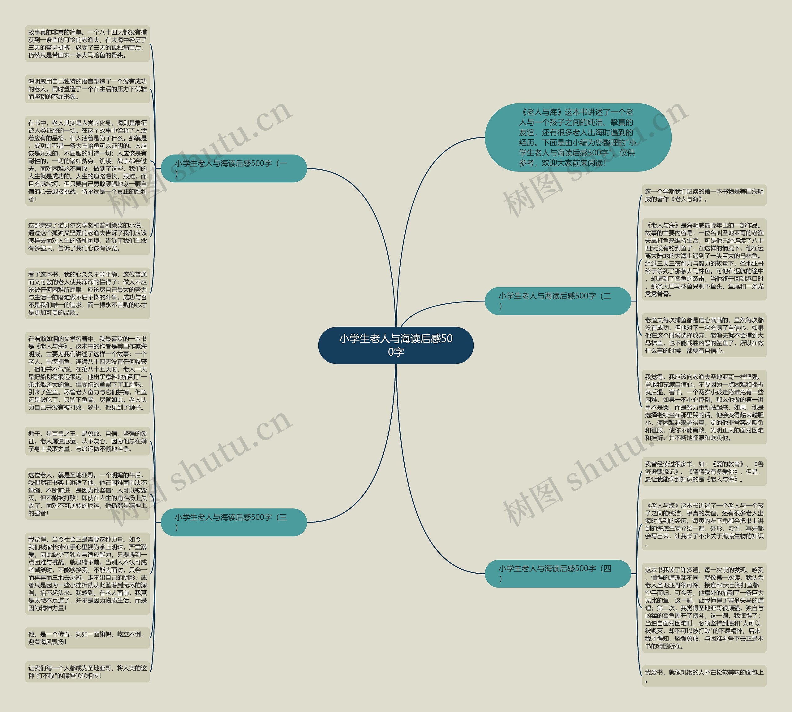 小学生老人与海读后感500字思维导图