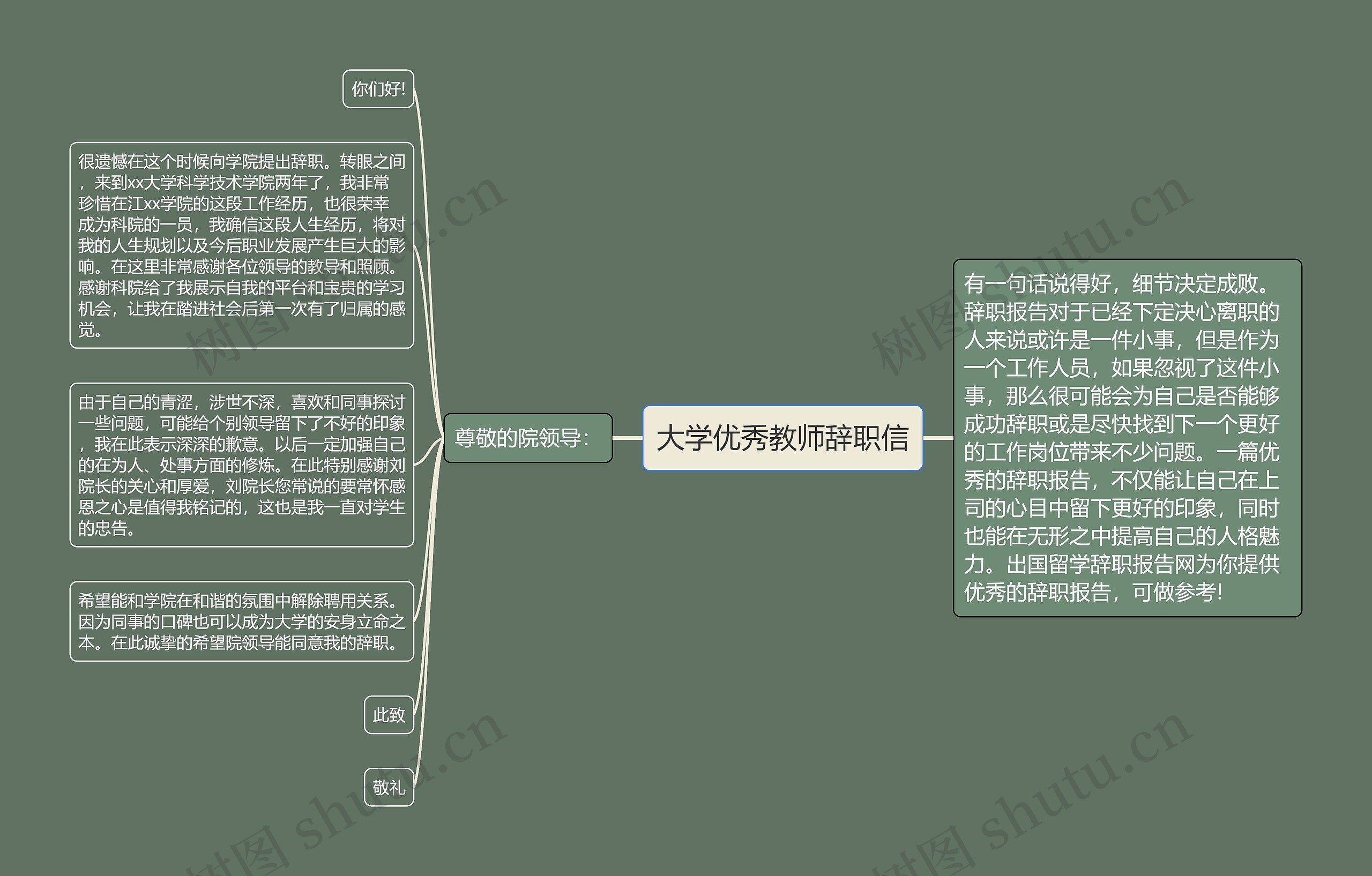 大学优秀教师辞职信思维导图