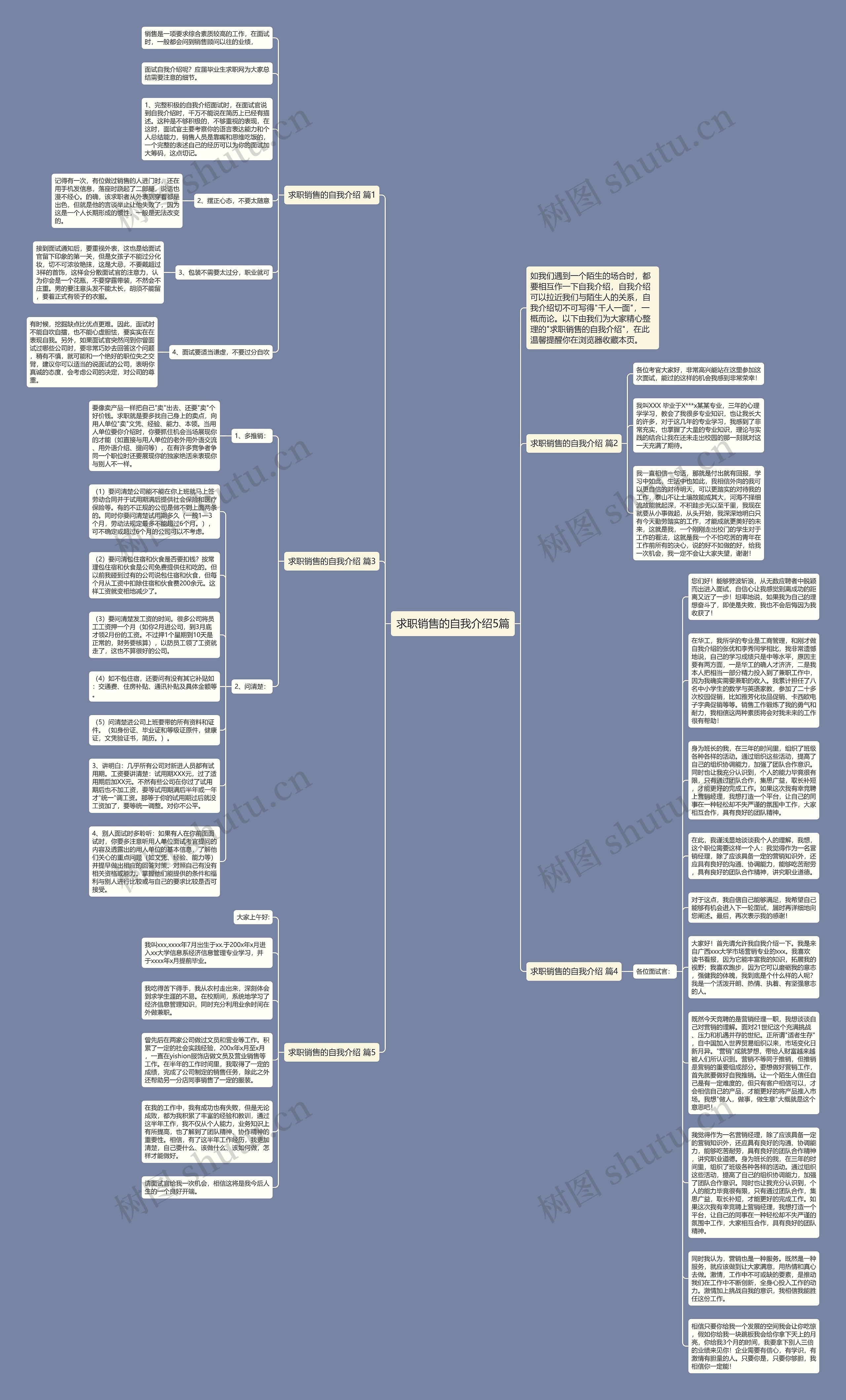 求职销售的自我介绍5篇思维导图