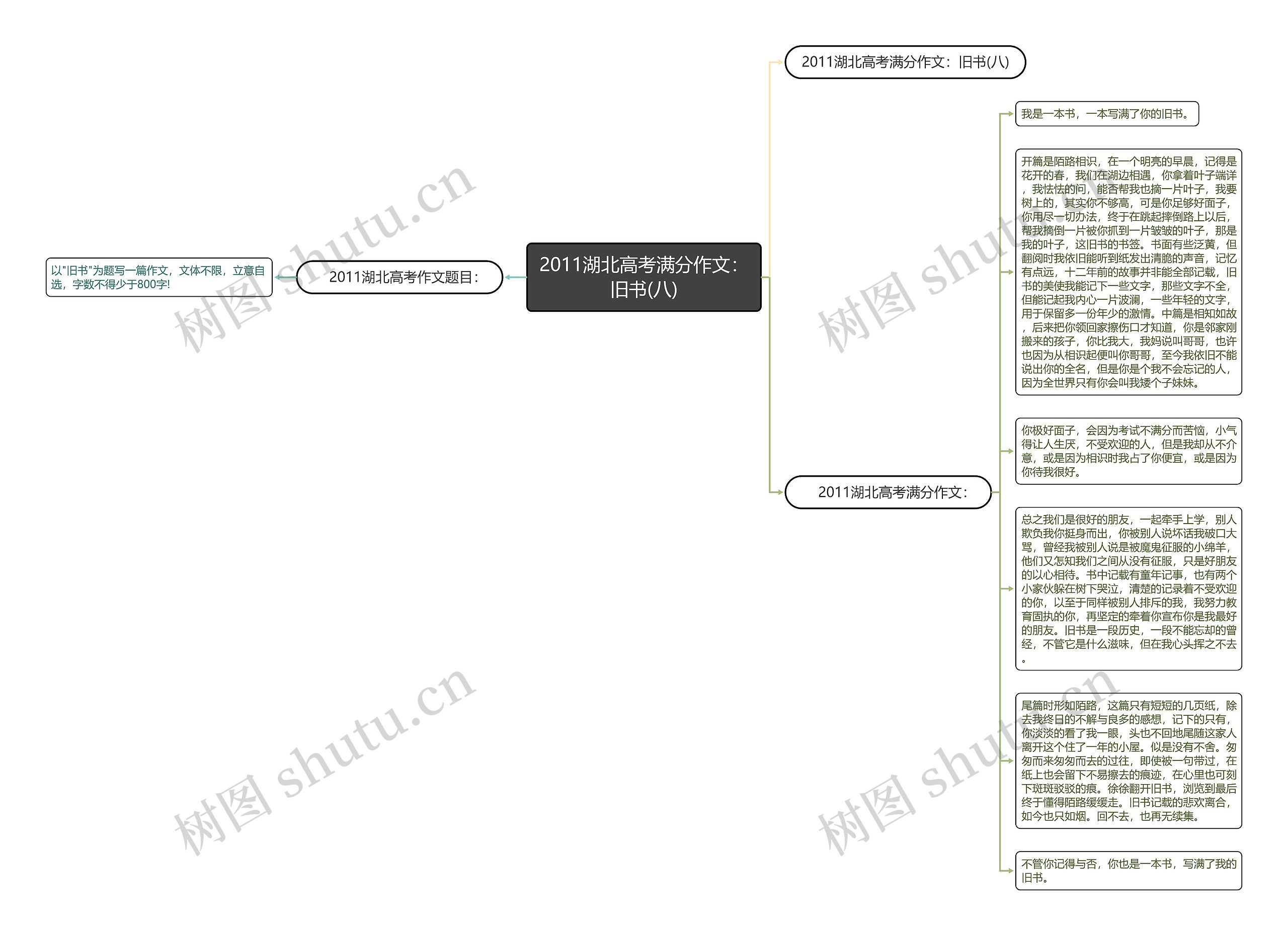 2011湖北高考满分作文：旧书(八)思维导图