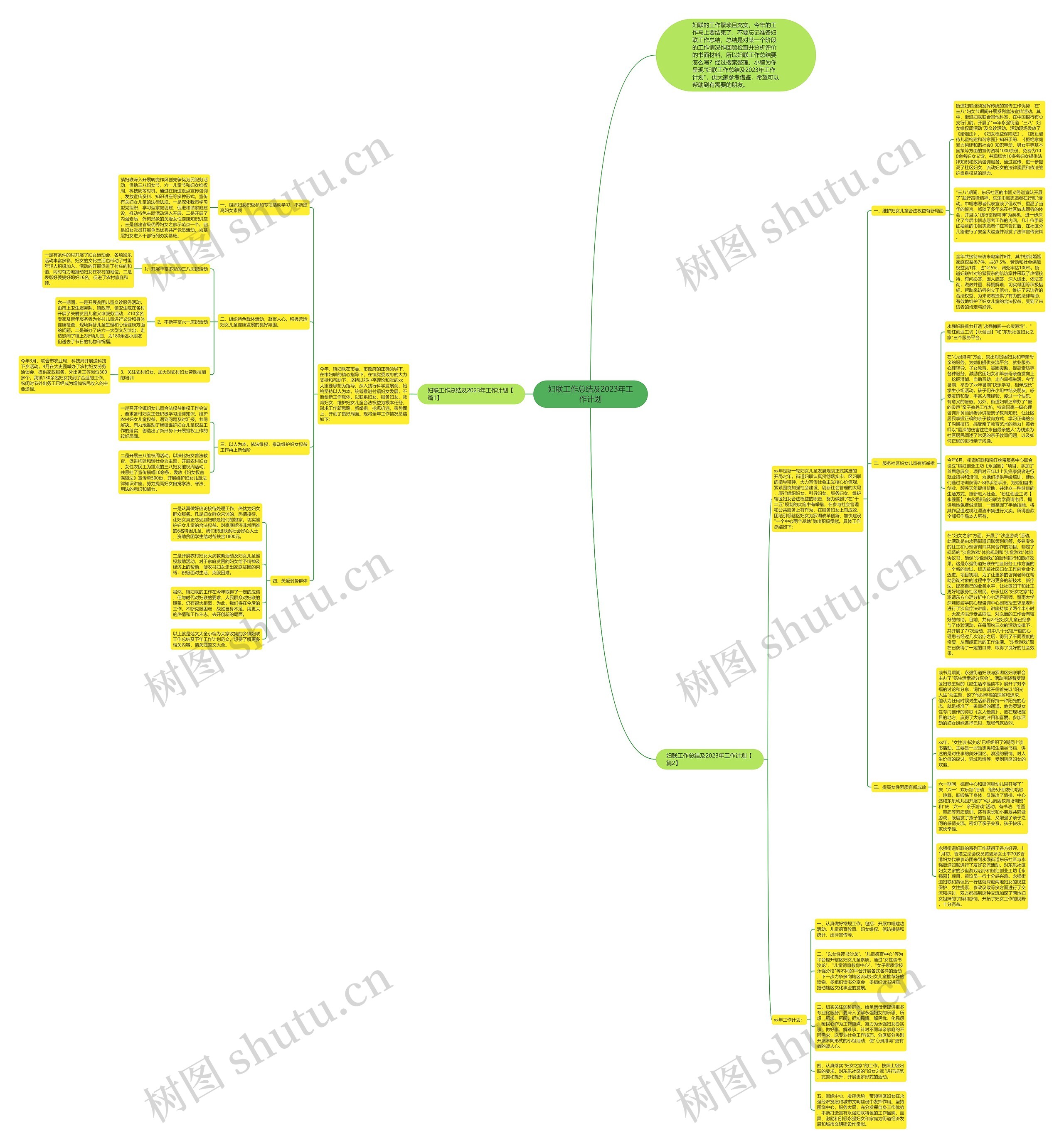 妇联工作总结及2023年工作计划思维导图