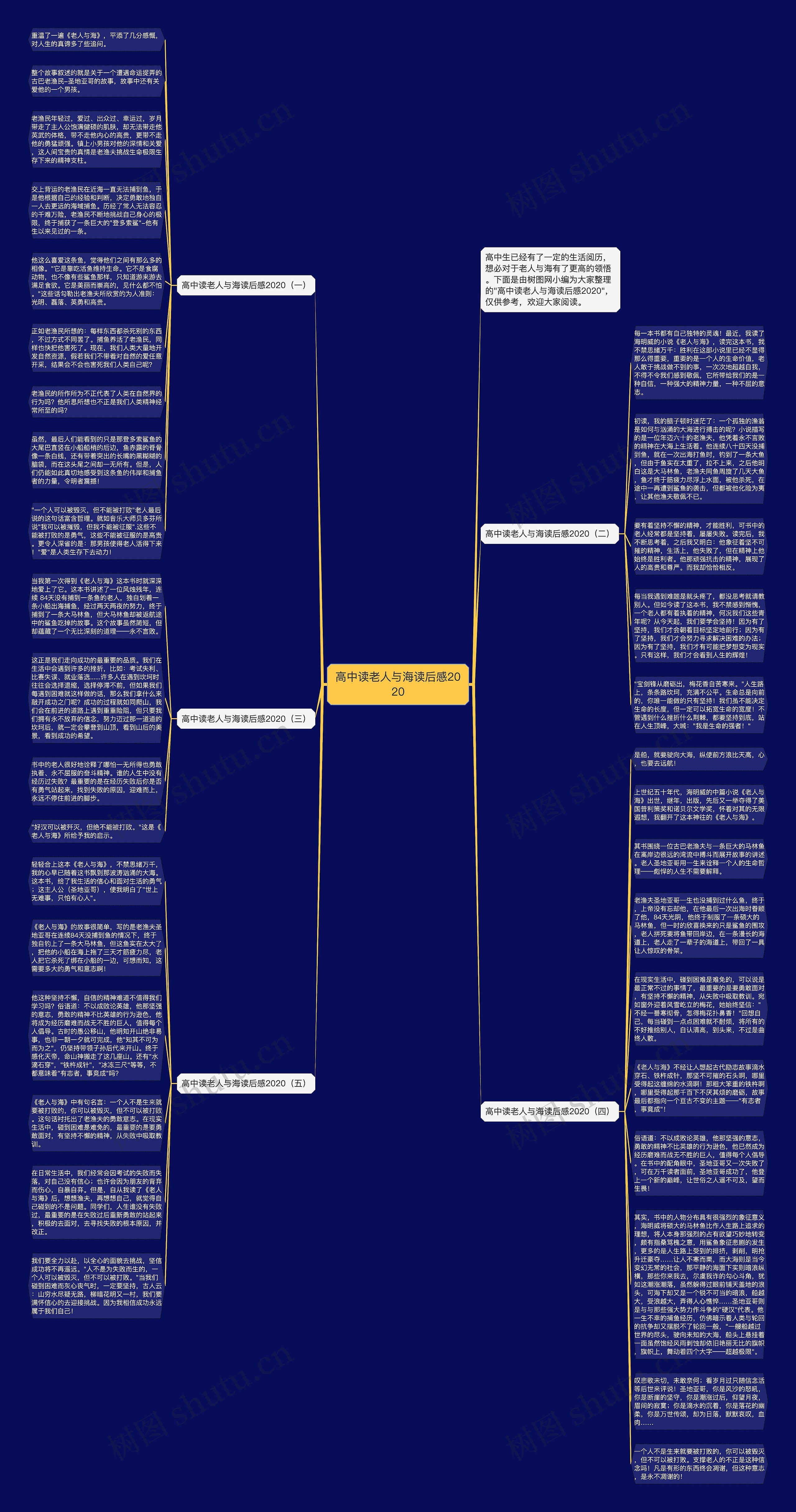 高中读老人与海读后感2020思维导图