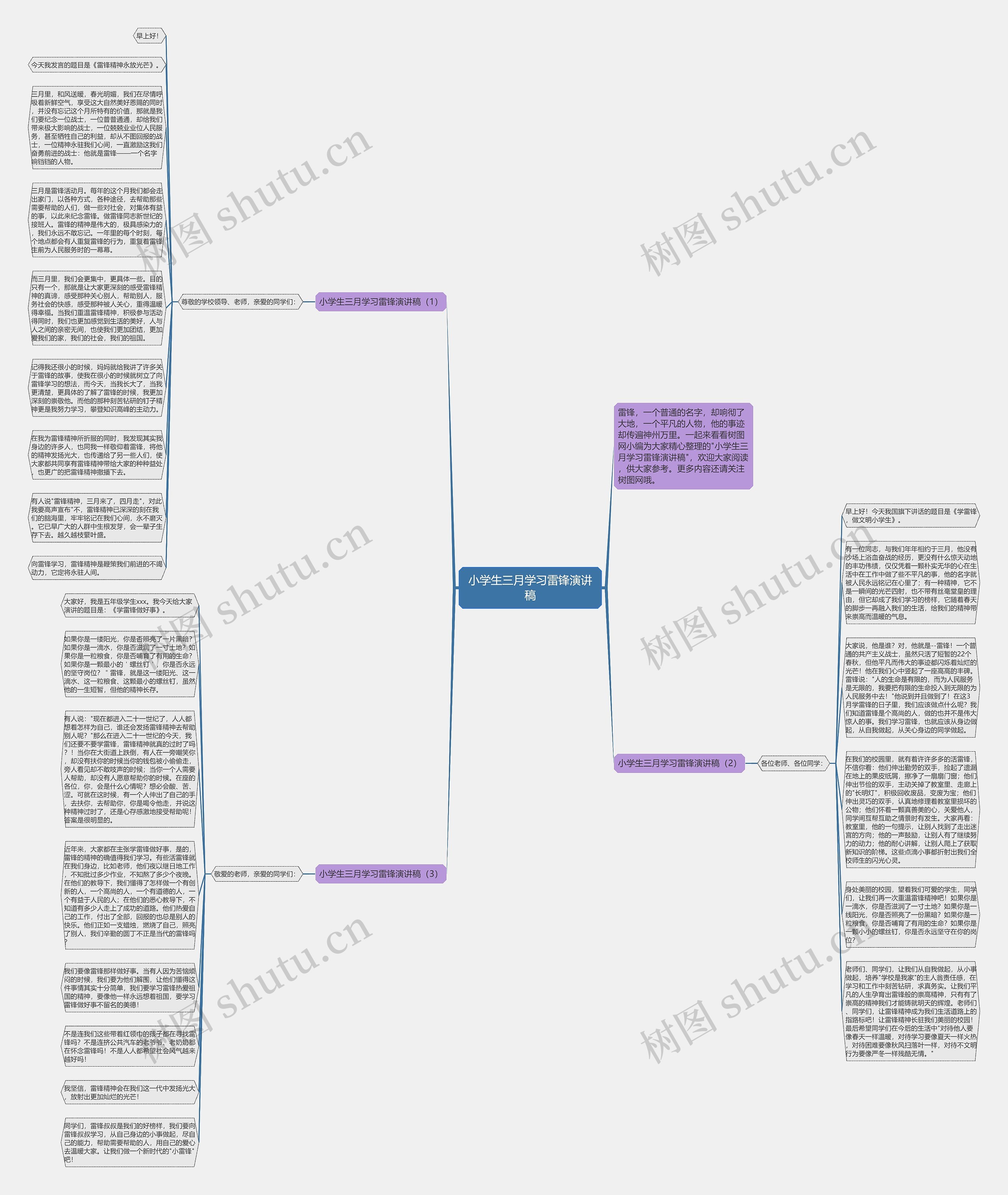 小学生三月学习雷锋演讲稿思维导图