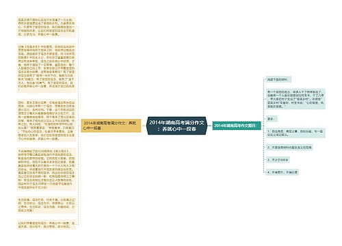 2014年湖南高考满分作文：养就心中一段春