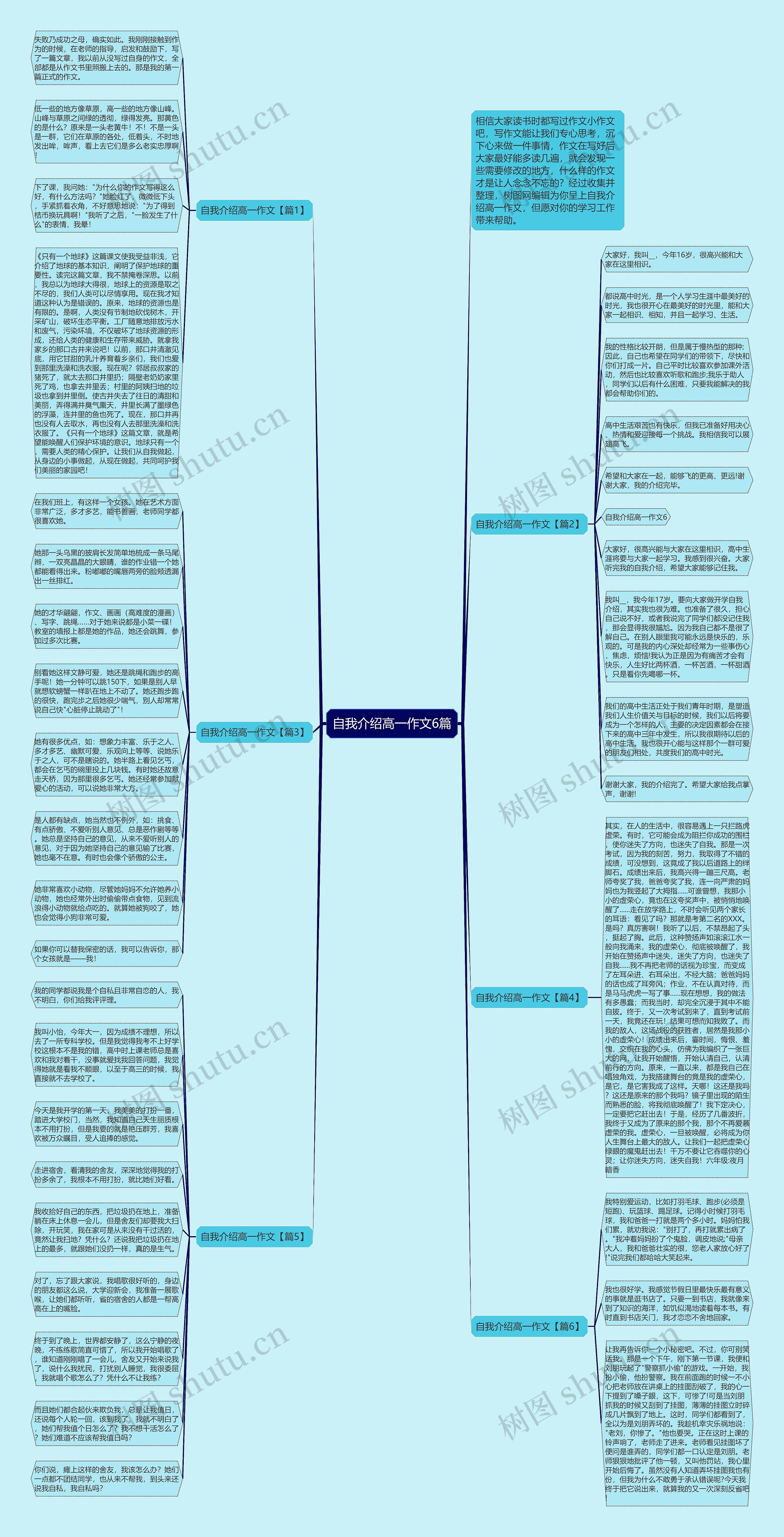 自我介绍高一作文6篇思维导图