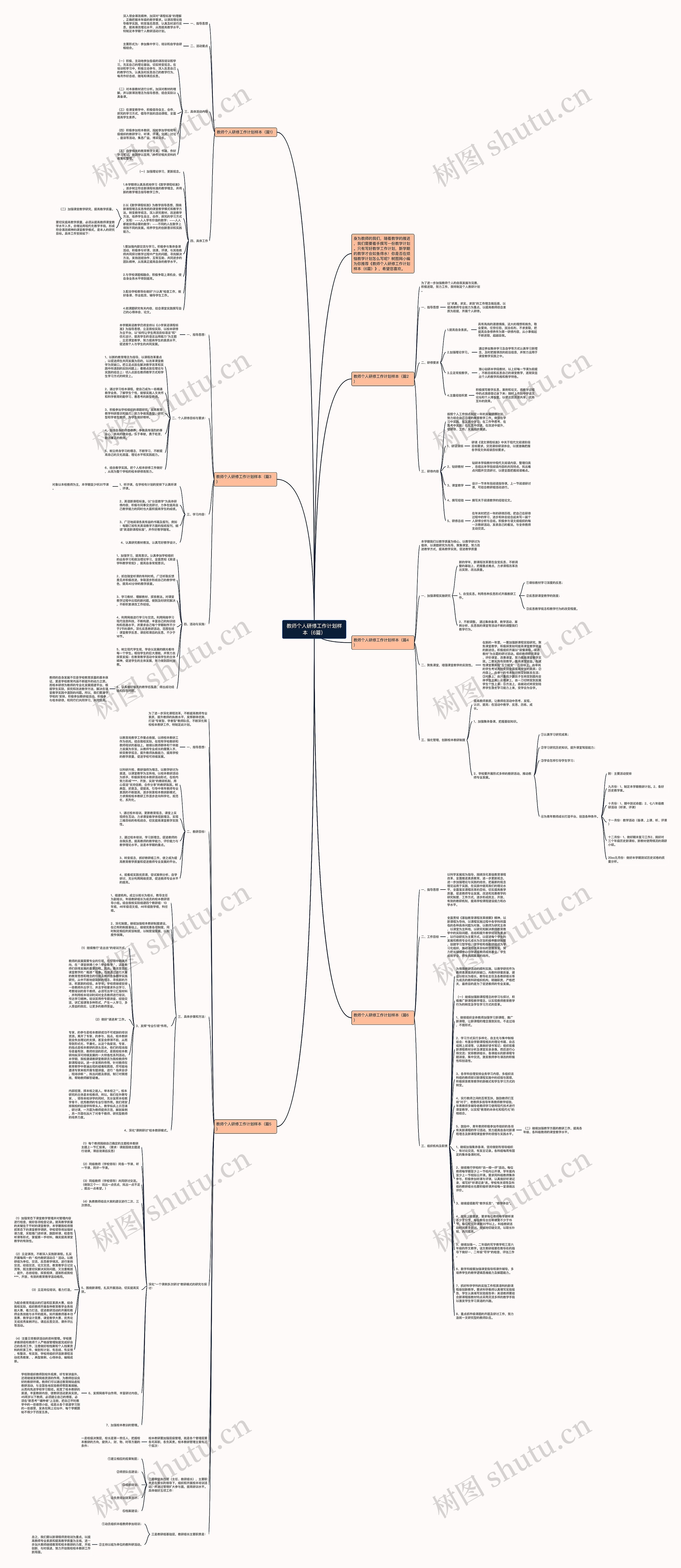 教师个人研修工作计划样本（6篇）思维导图