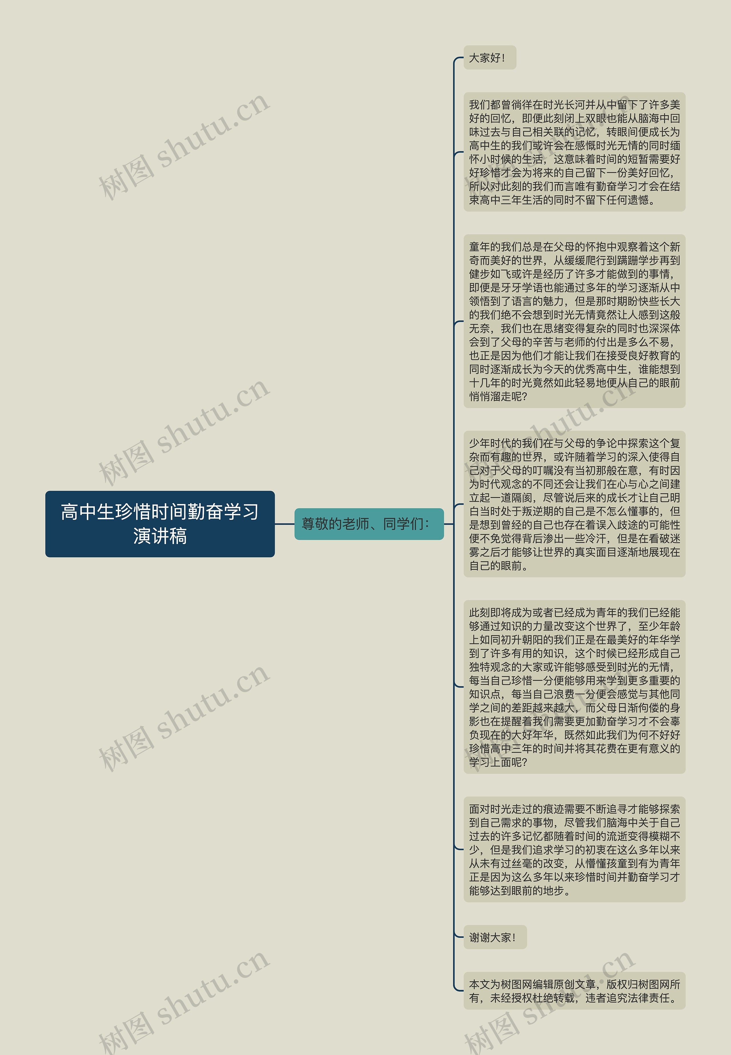 高中生珍惜时间勤奋学习演讲稿思维导图