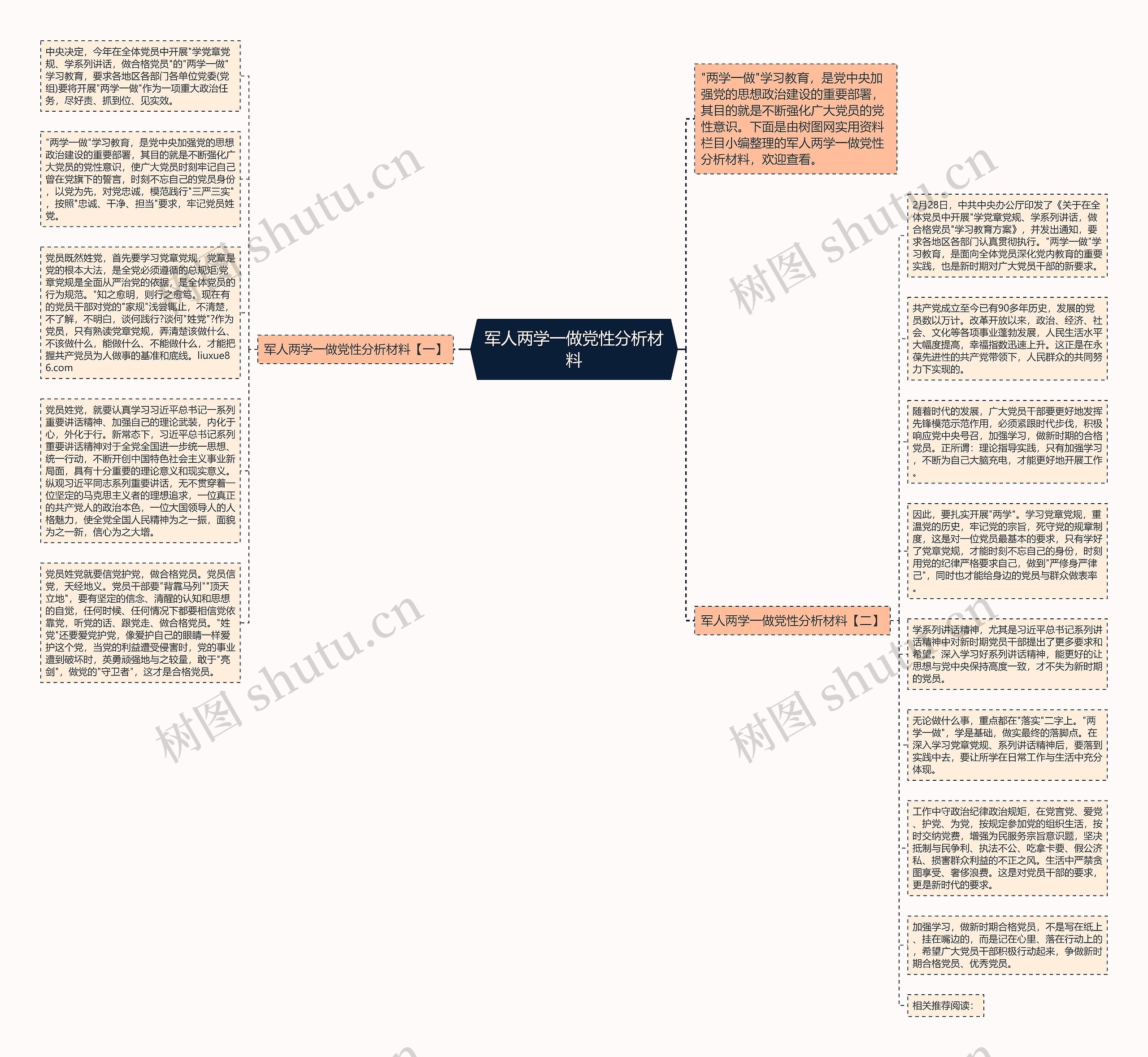 军人两学一做党性分析材料思维导图
