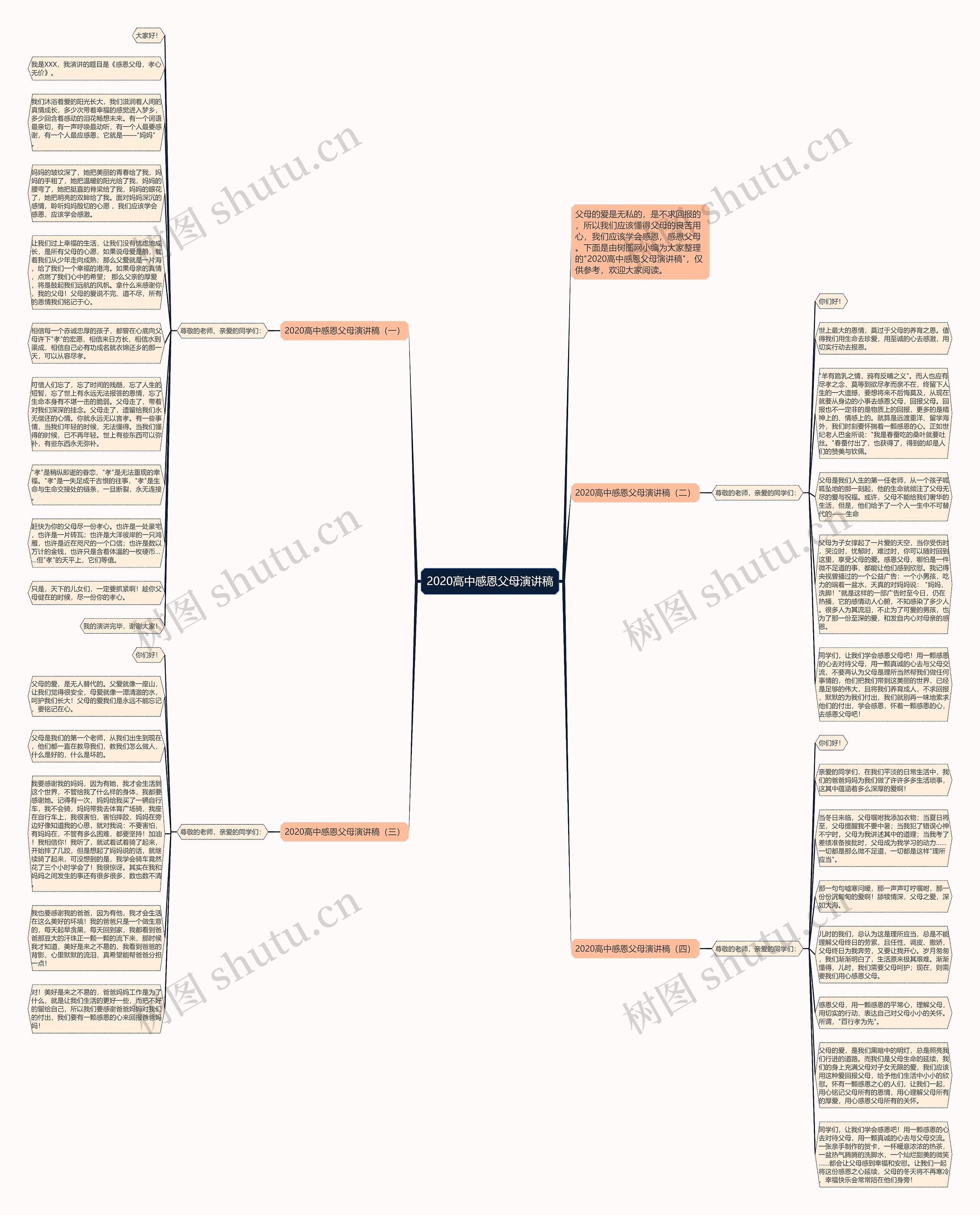 2020高中感恩父母演讲稿思维导图