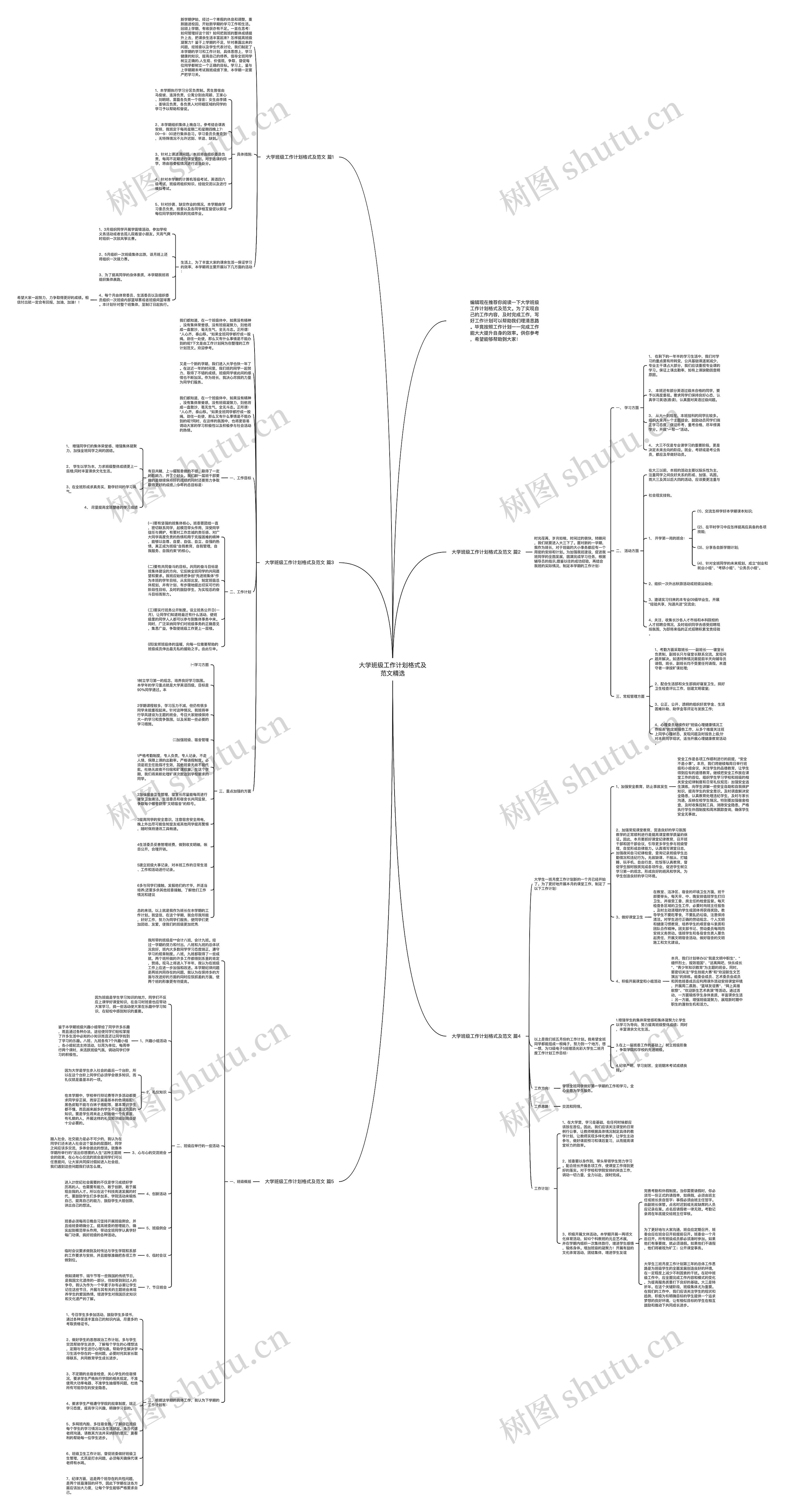 大学班级工作计划格式及范文精选思维导图