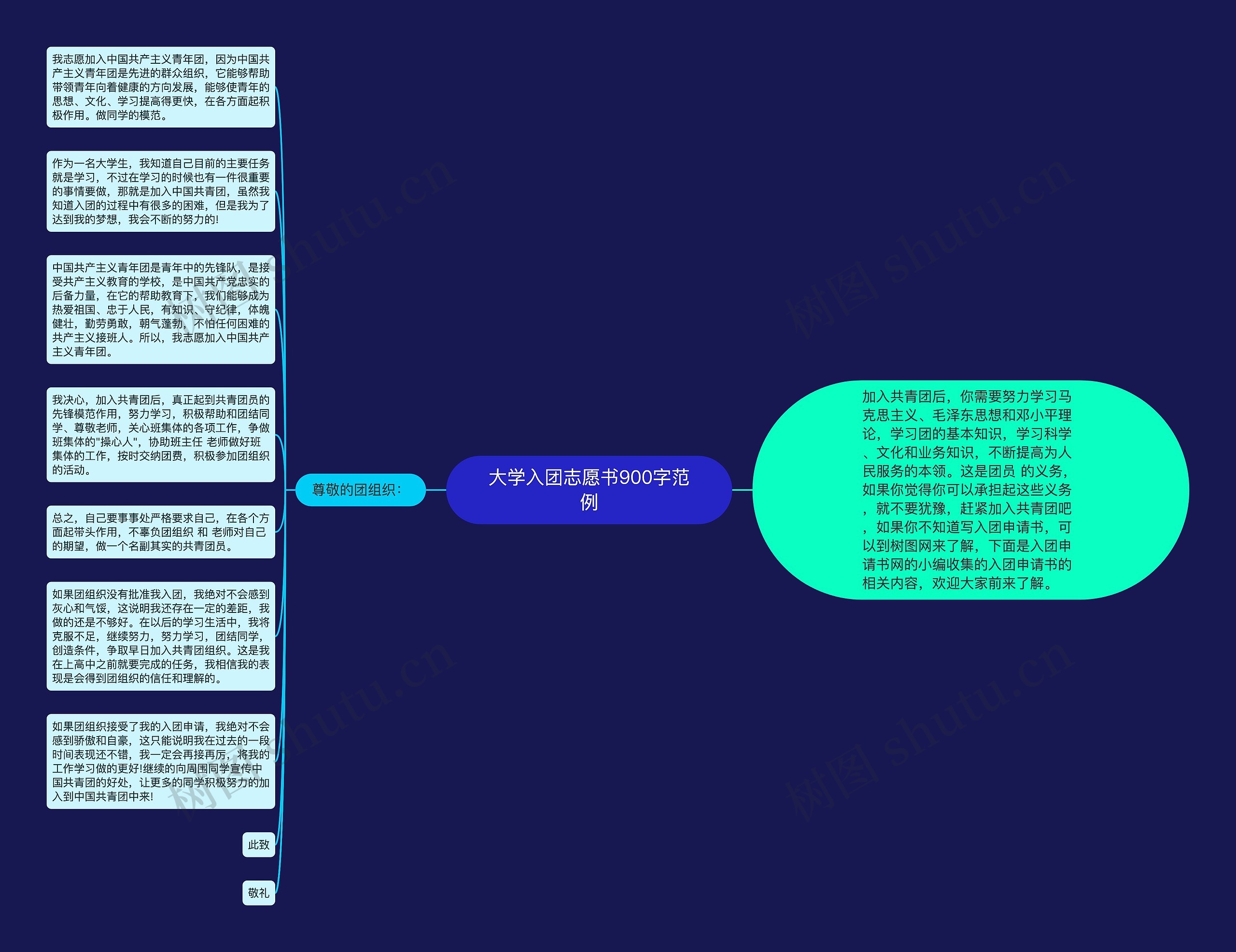 大学入团志愿书900字范例思维导图