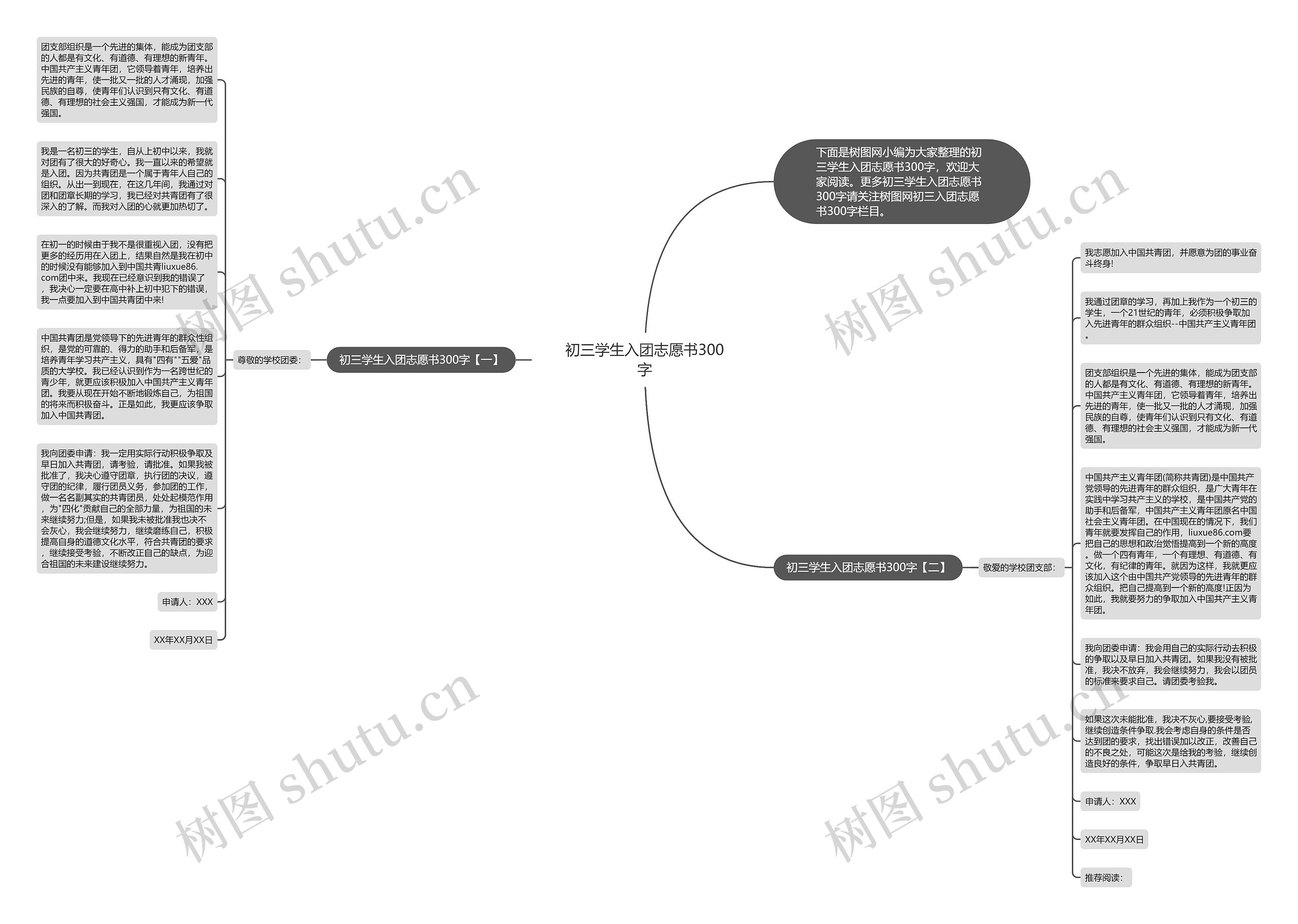 初三学生入团志愿书300字思维导图