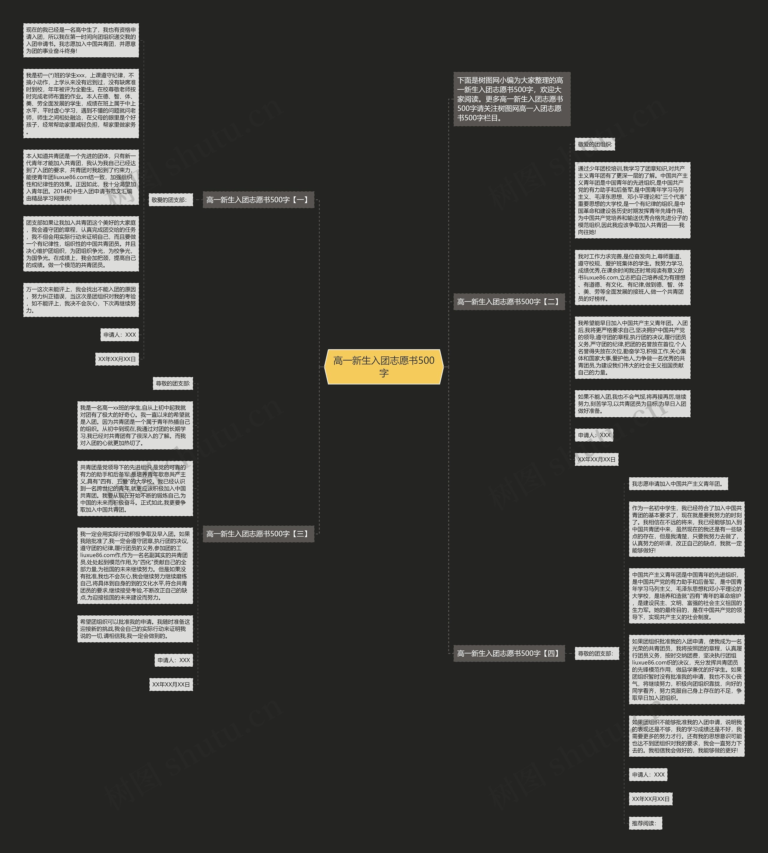 高一新生入团志愿书500字思维导图