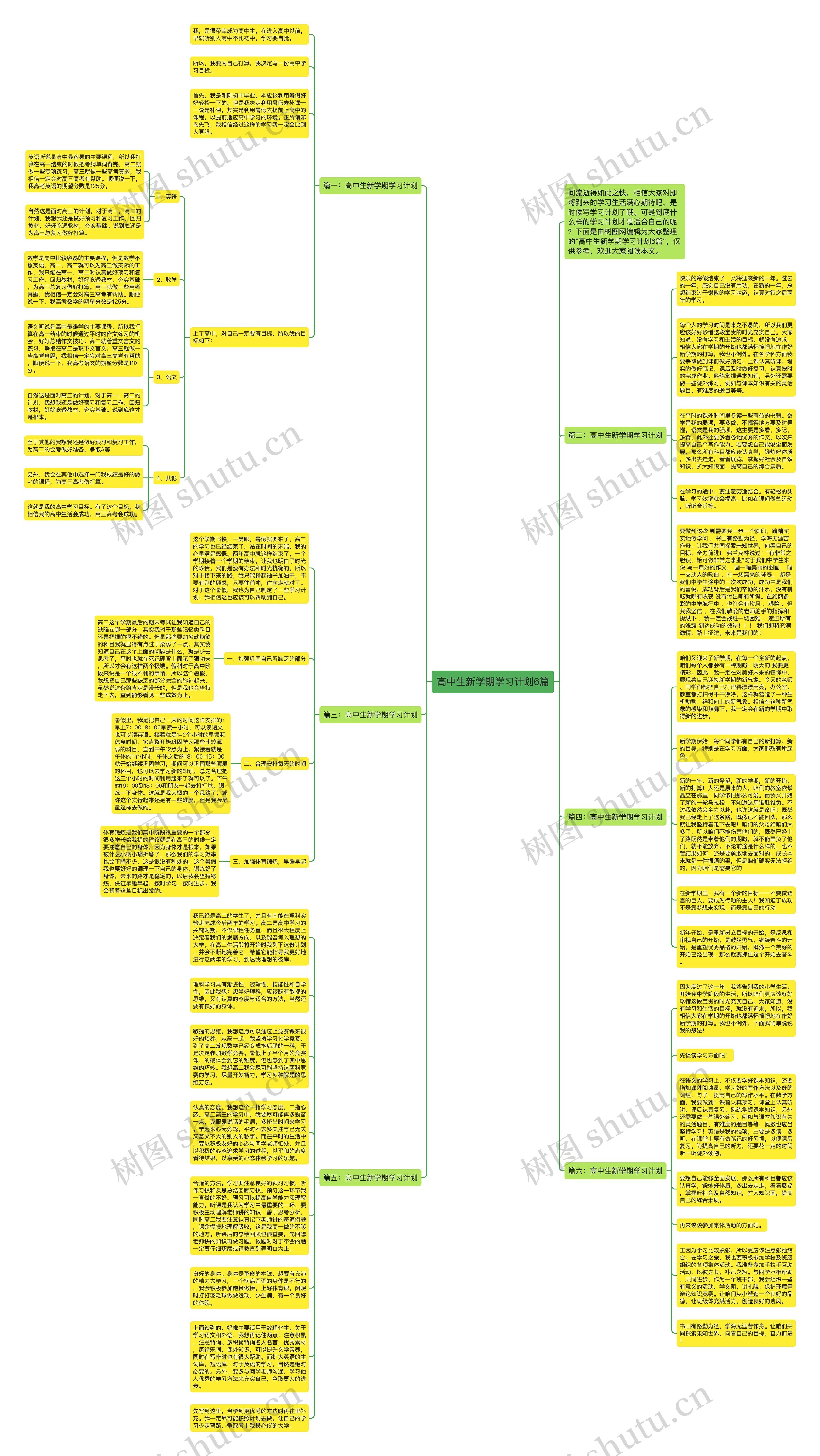 高中生新学期学习计划6篇思维导图