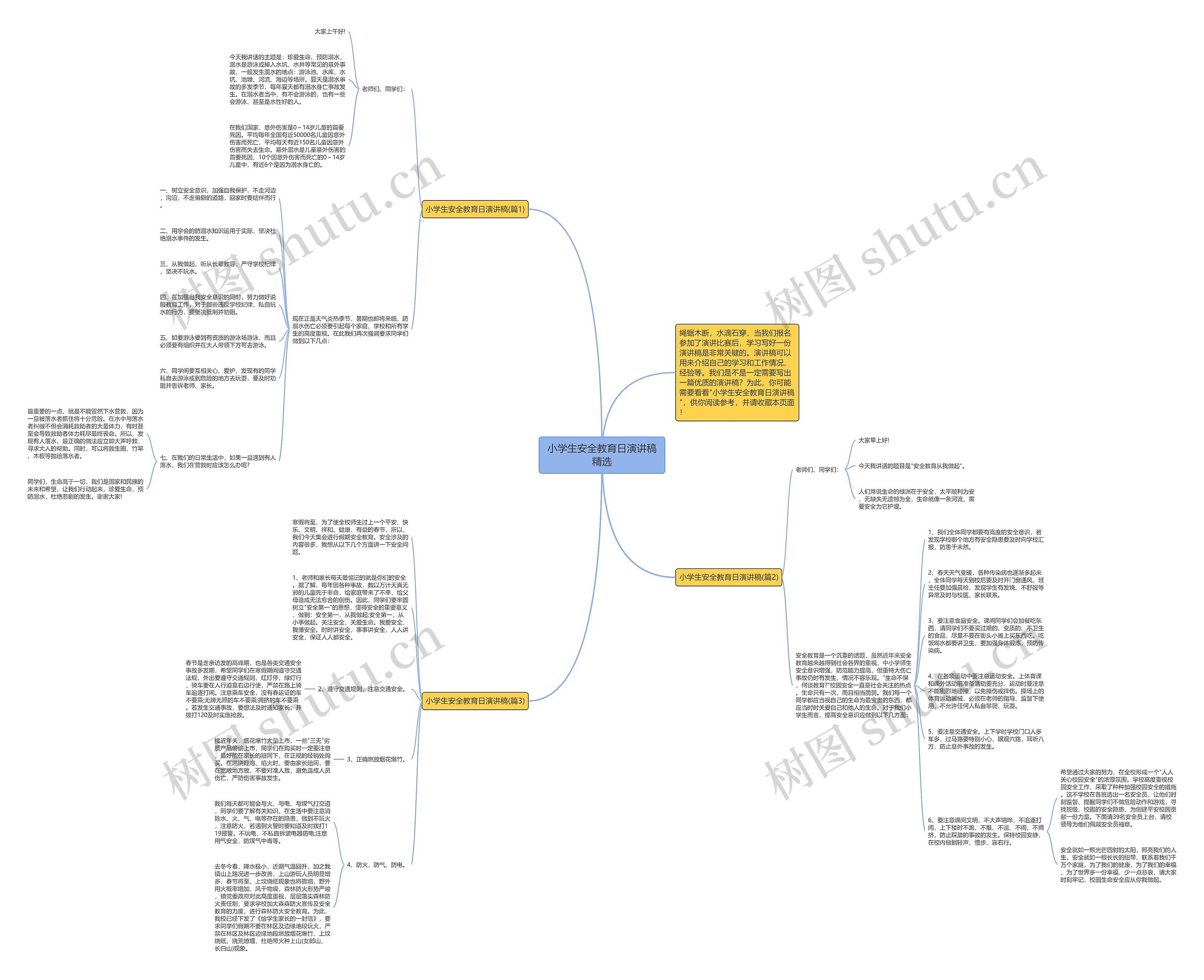 小学生安全教育日演讲稿精选思维导图