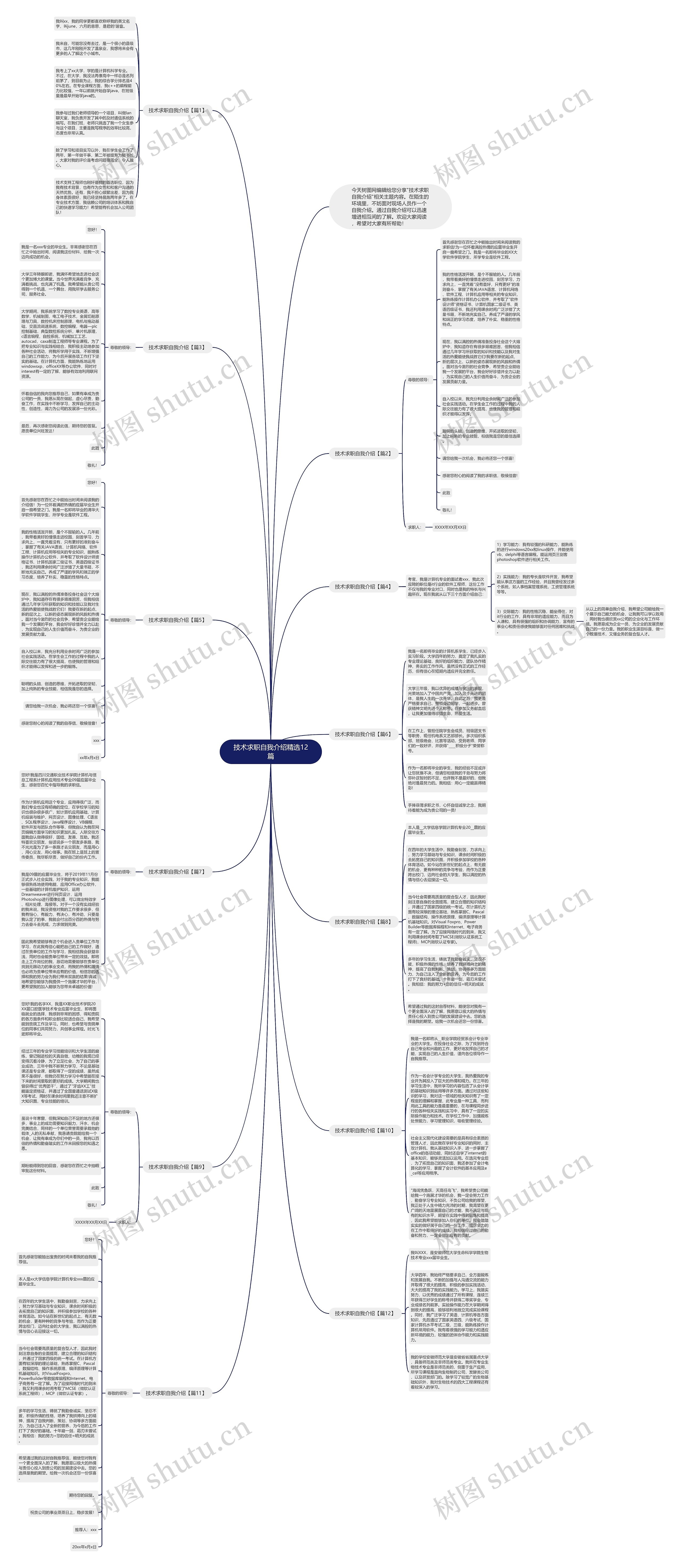 技术求职自我介绍精选12篇思维导图