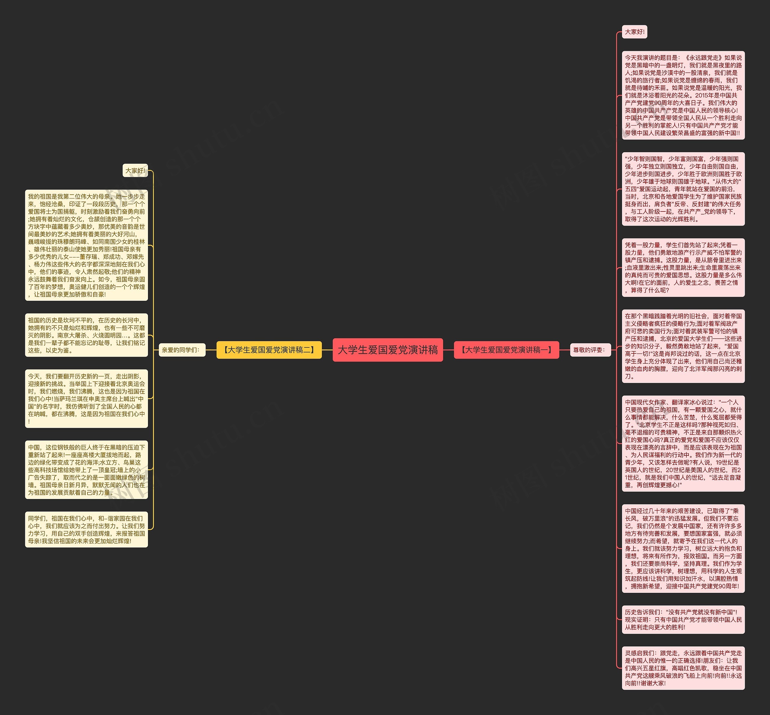 大学生爱国爱党演讲稿思维导图