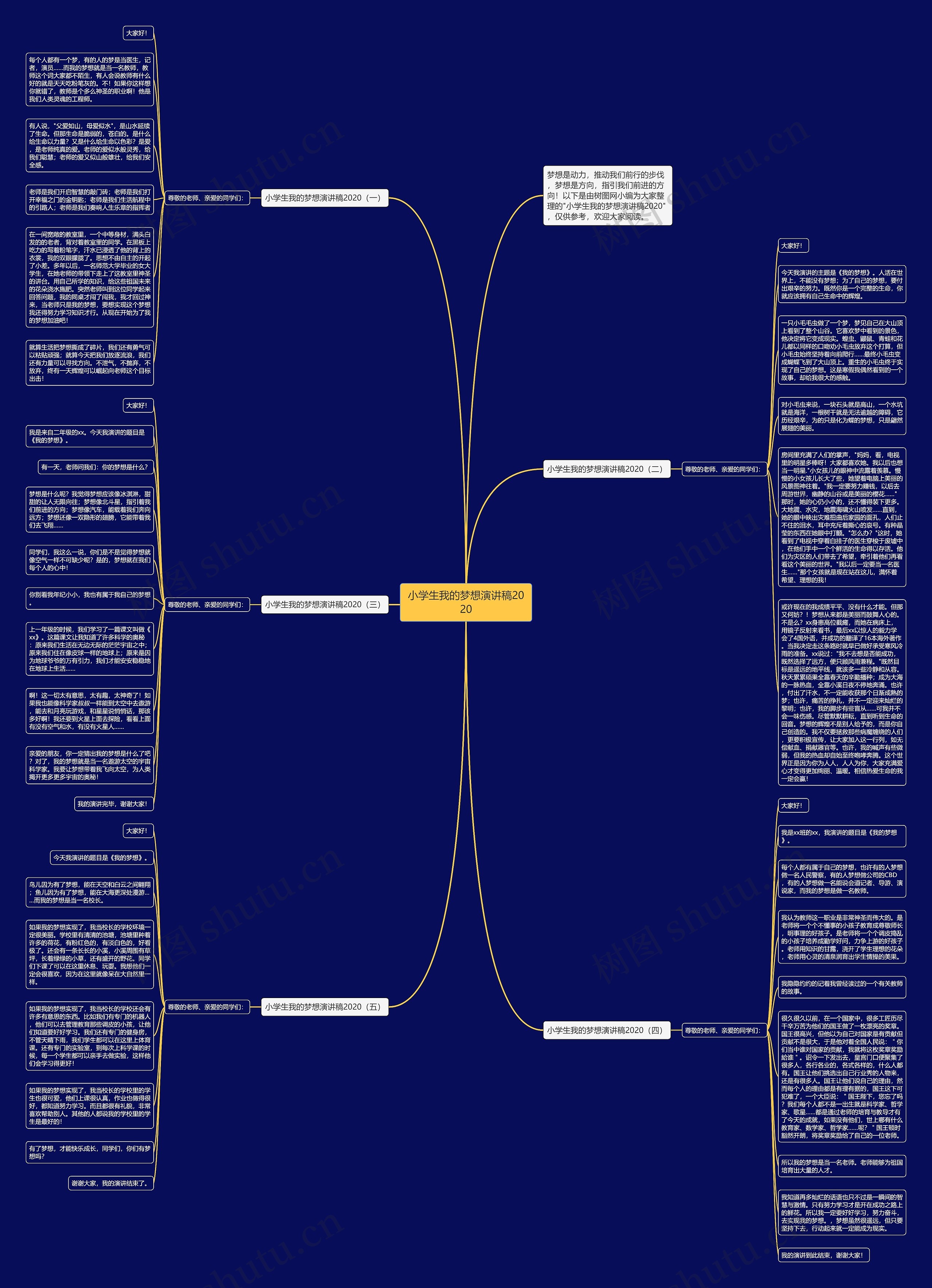 小学生我的梦想演讲稿2020思维导图
