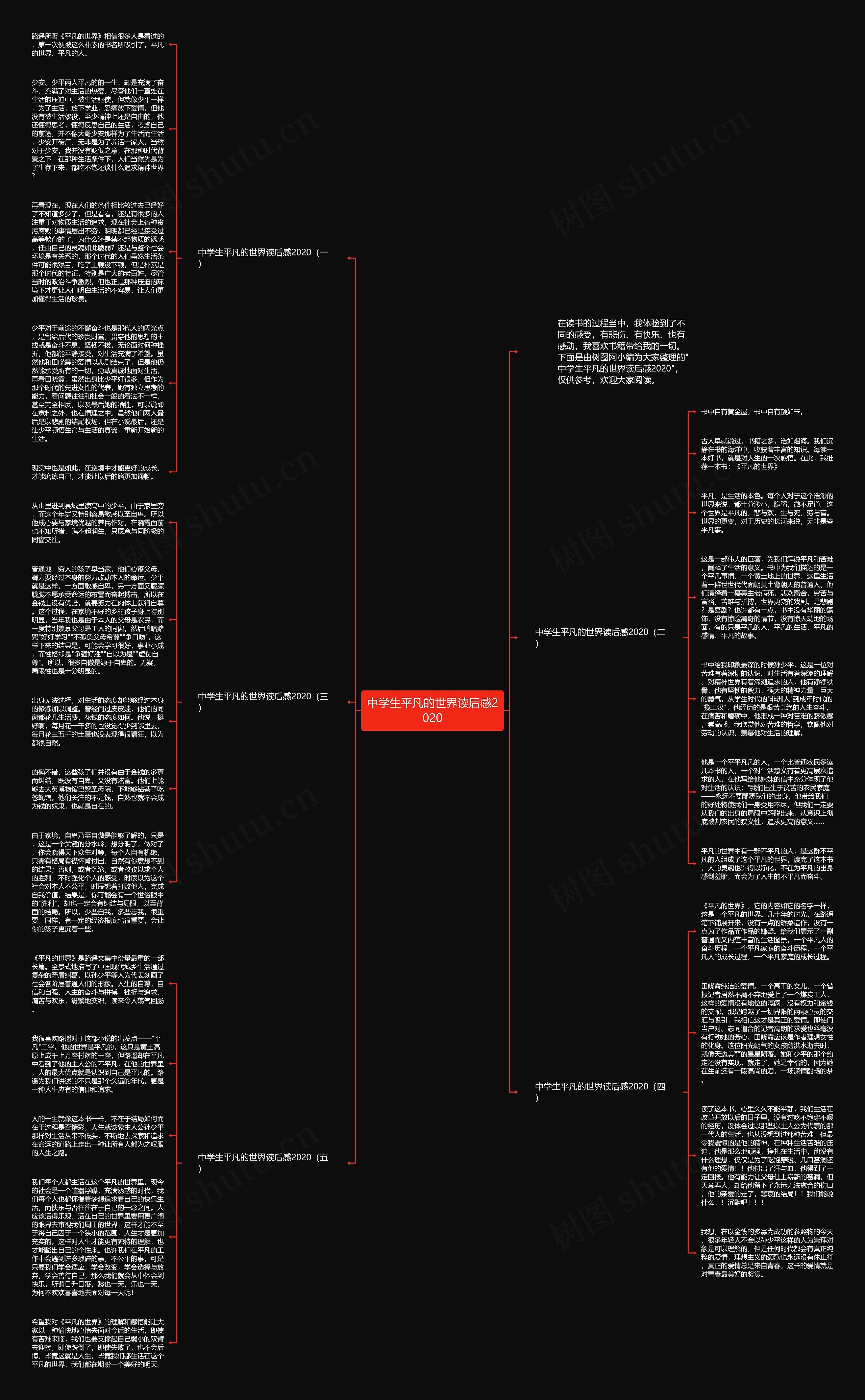 中学生平凡的世界读后感2020思维导图