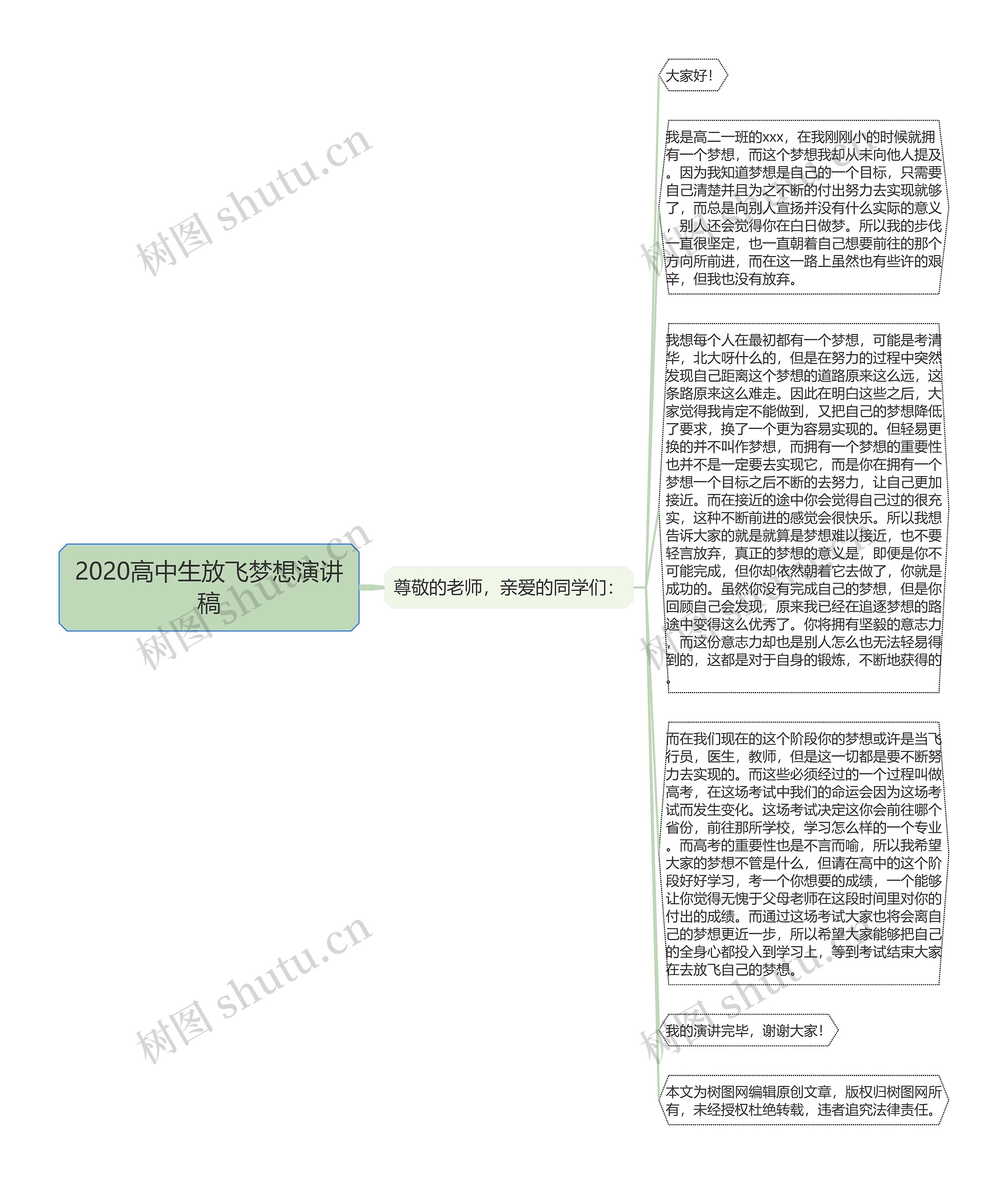 2020高中生放飞梦想演讲稿思维导图