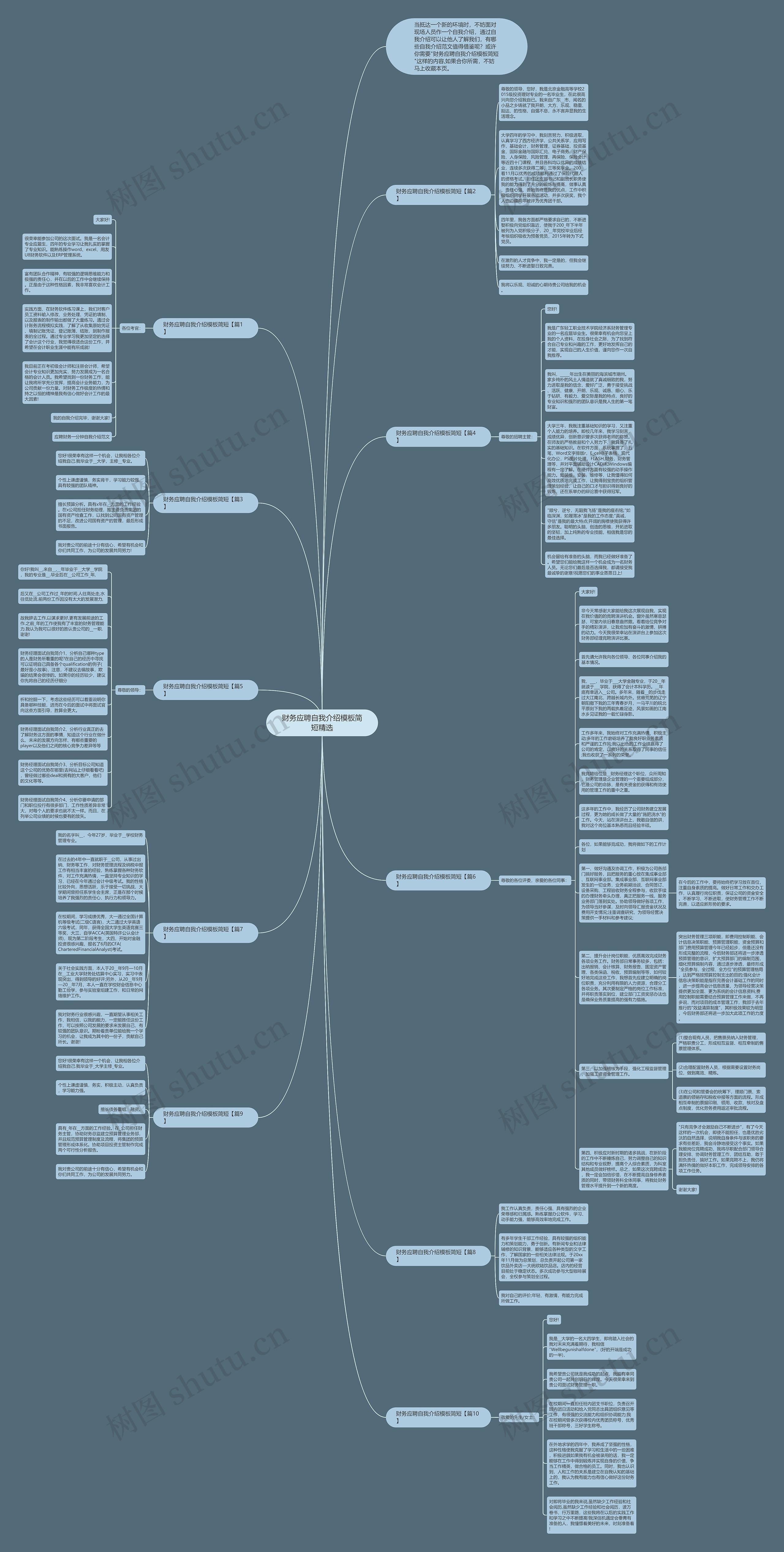 财务应聘自我介绍简短精选思维导图