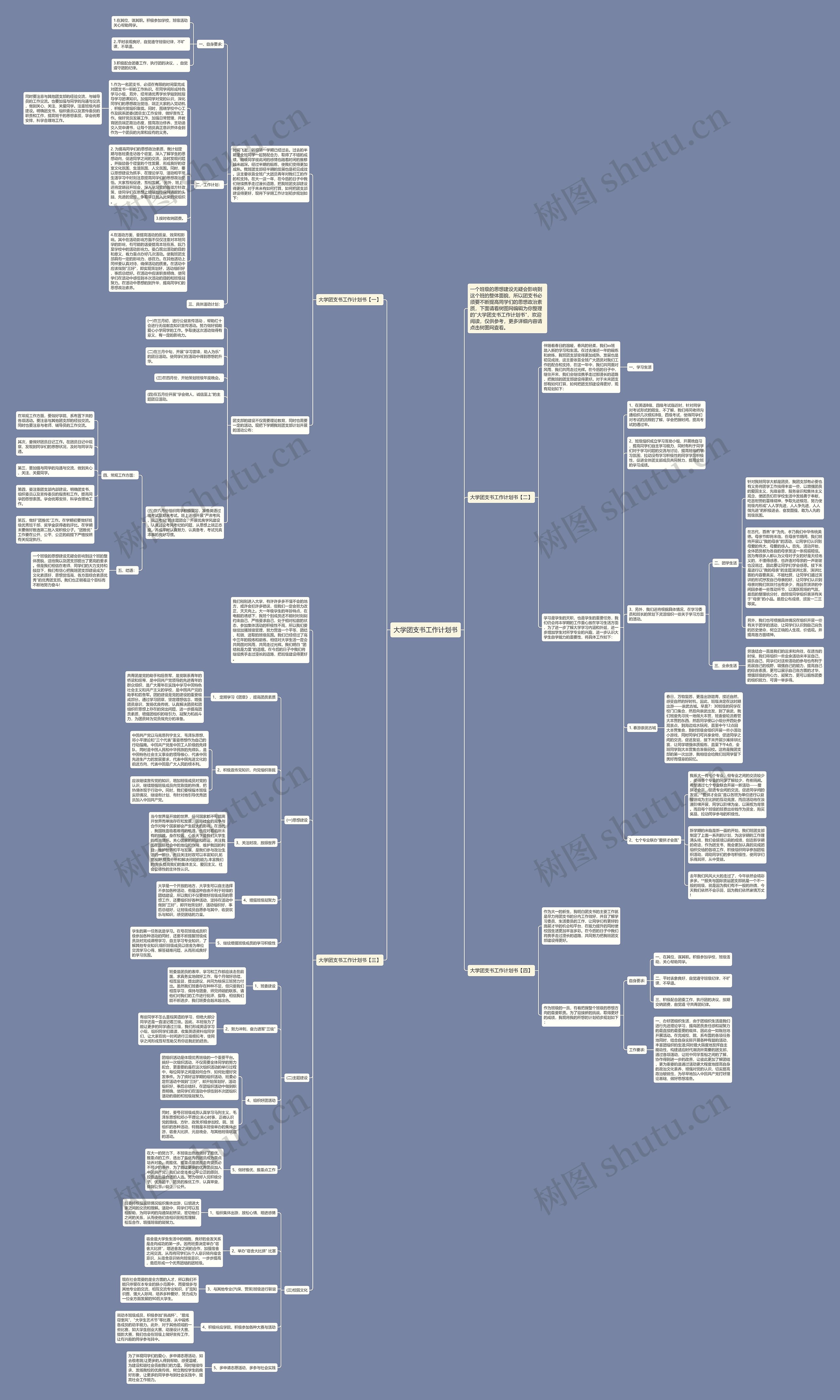 大学团支书工作计划书思维导图