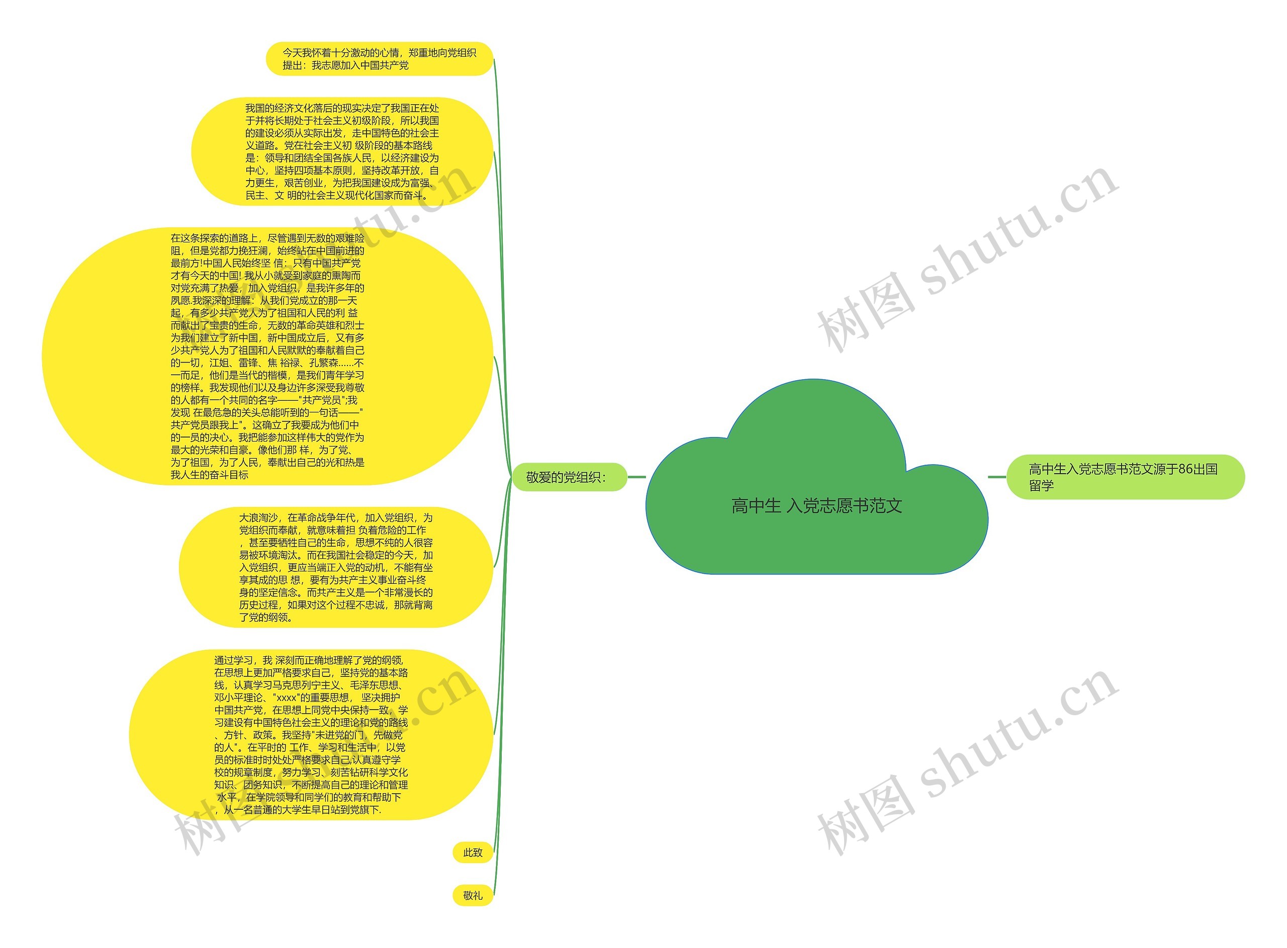 高中生 入党志愿书范文思维导图