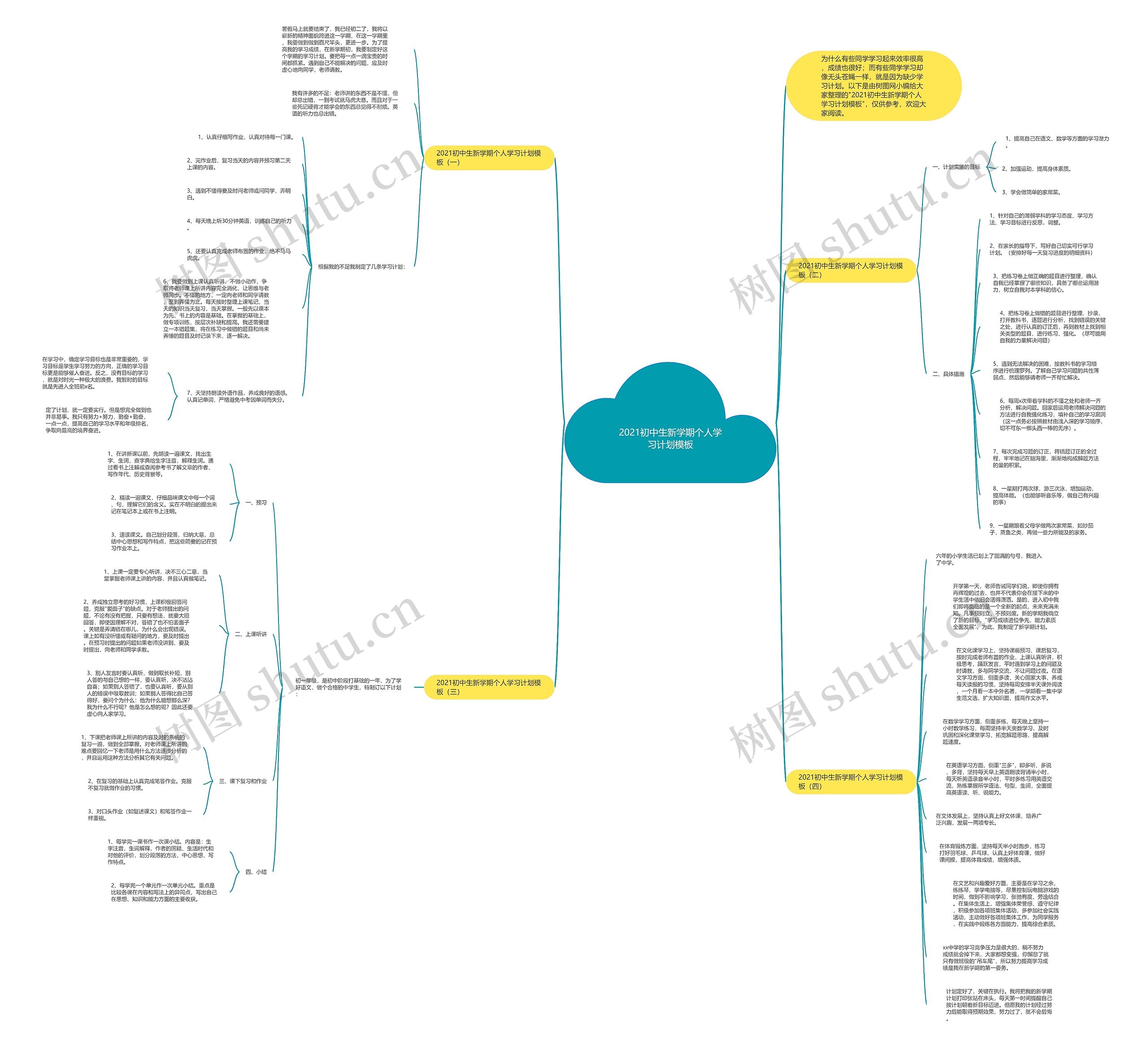 2021初中生新学期个人学习计划思维导图