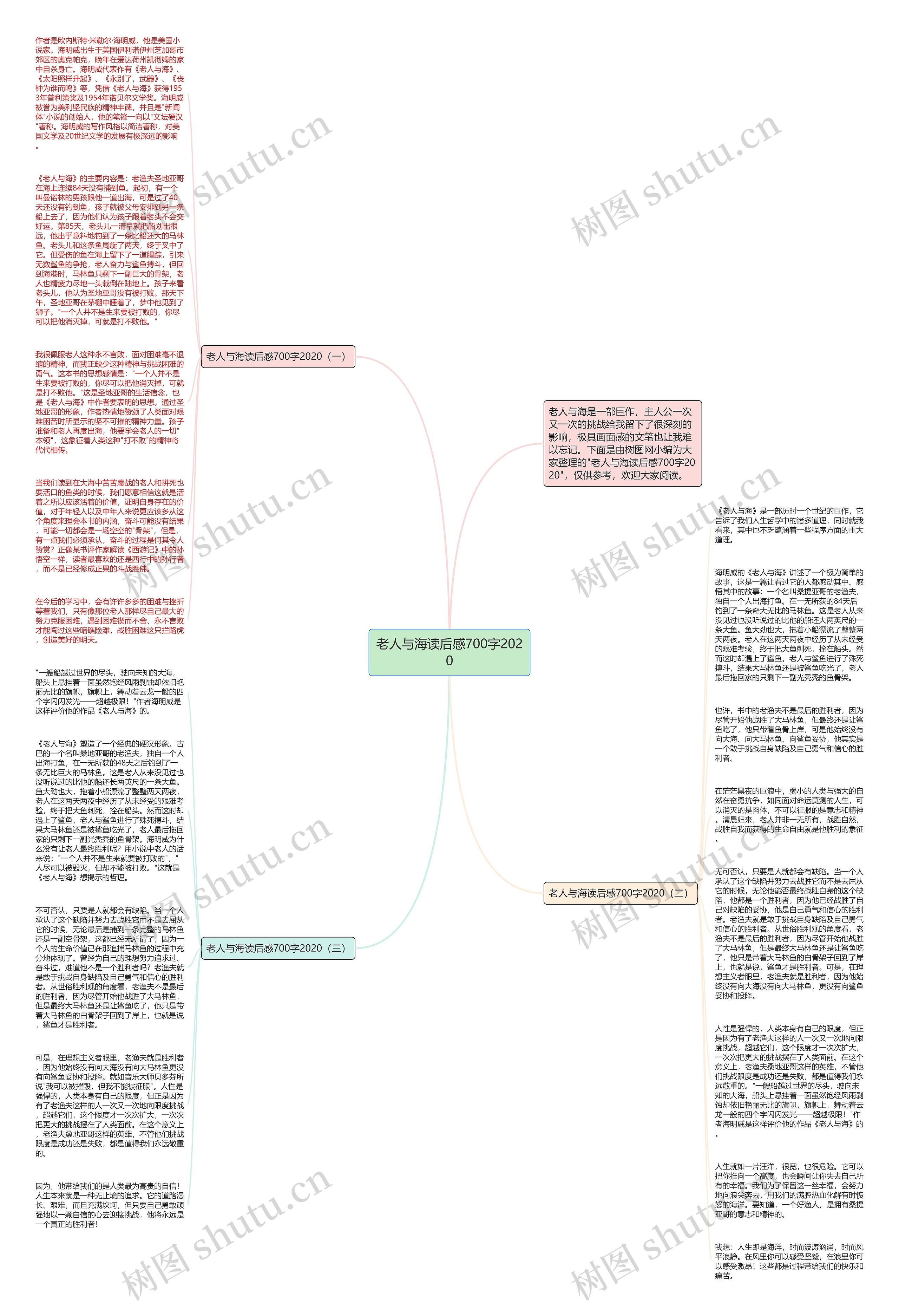 老人与海读后感700字2020思维导图